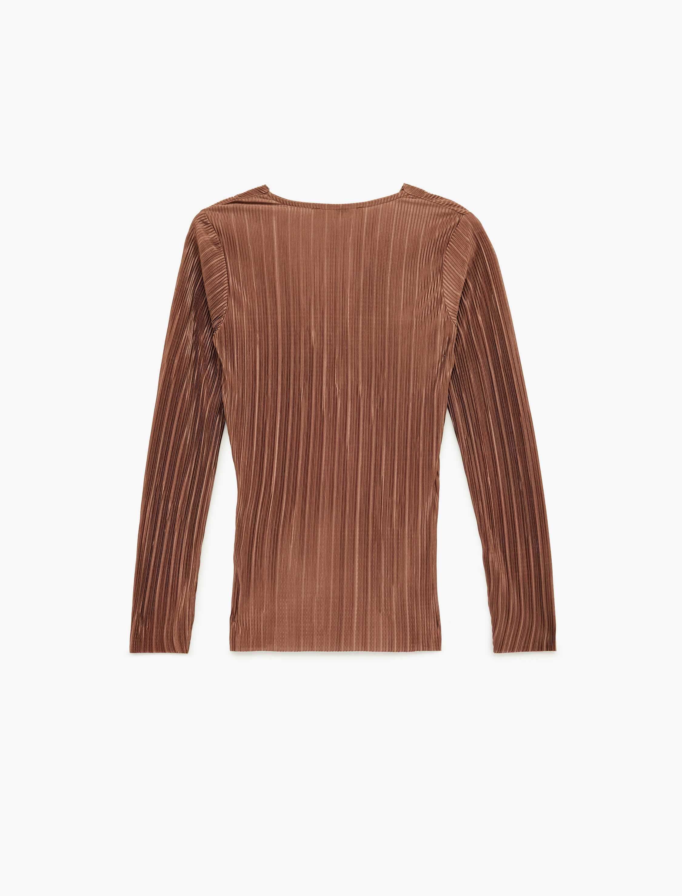   Uzun Kollu Aksesuar Detaylı Kruvaze Piliseli Bluz