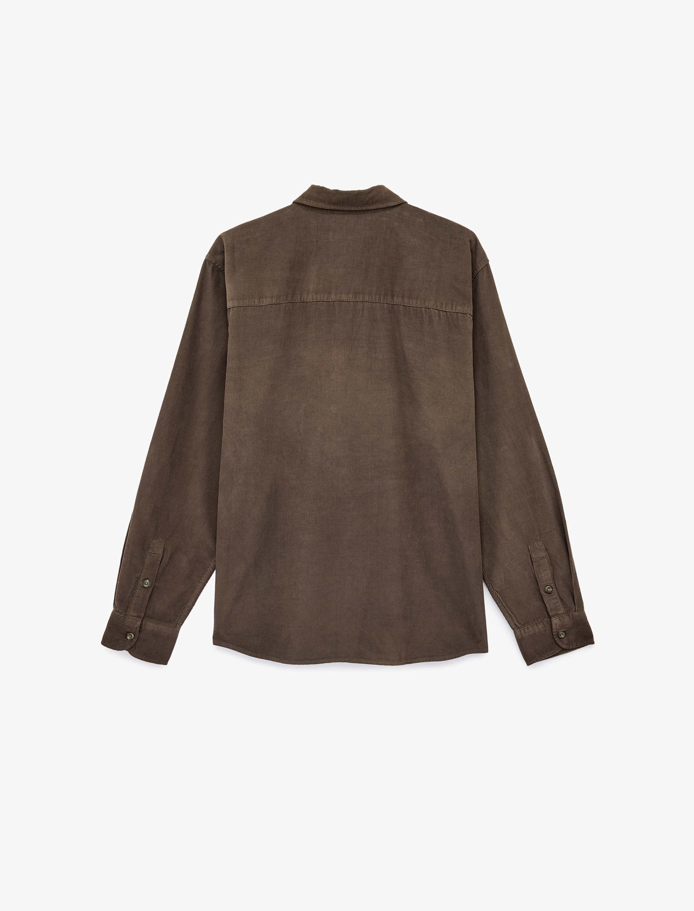   Regular Fit Klasik Yaka Cepli Pamuklu Uzun Kollu Fitilli Kadife Gömlek