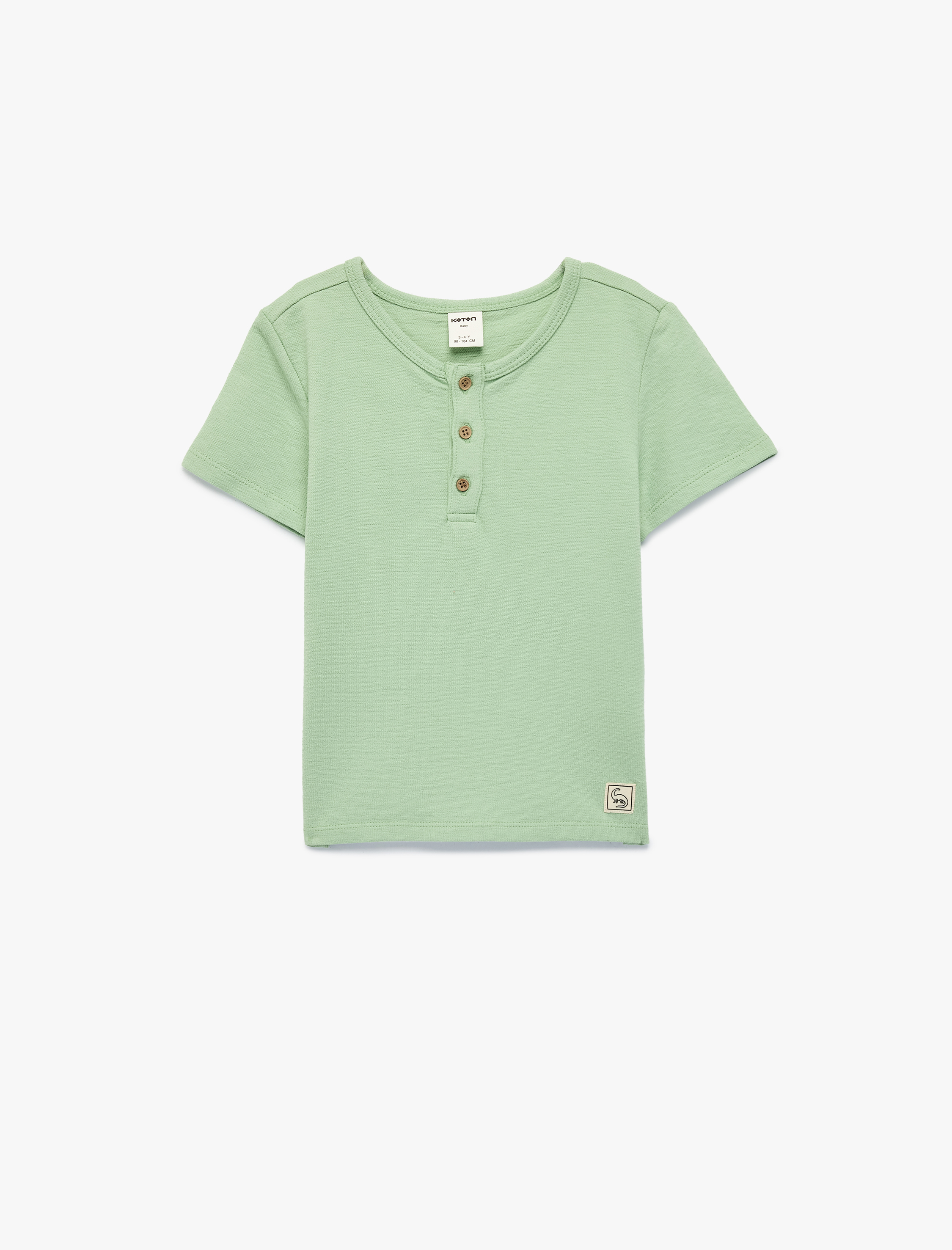  Erkek Bebek Düğmeli Kısa Kollu Bisiklet Yaka Pamuklu Tişört