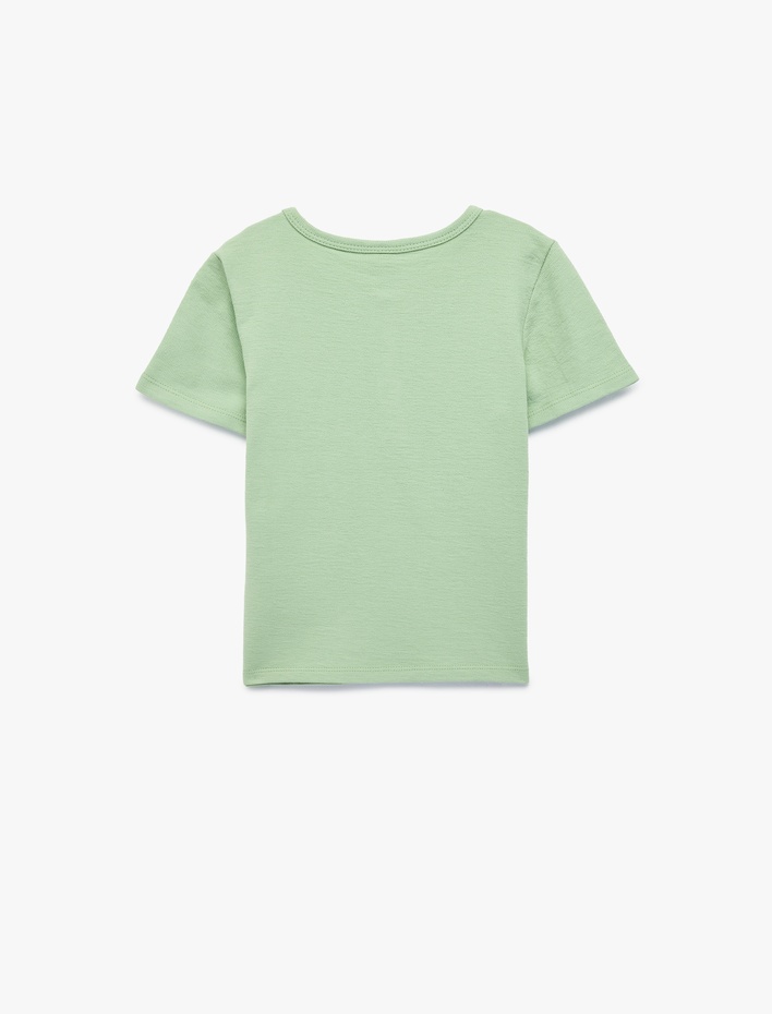 Erkek Bebek Düğmeli Kısa Kollu Bisiklet Yaka Pamuklu Tişört