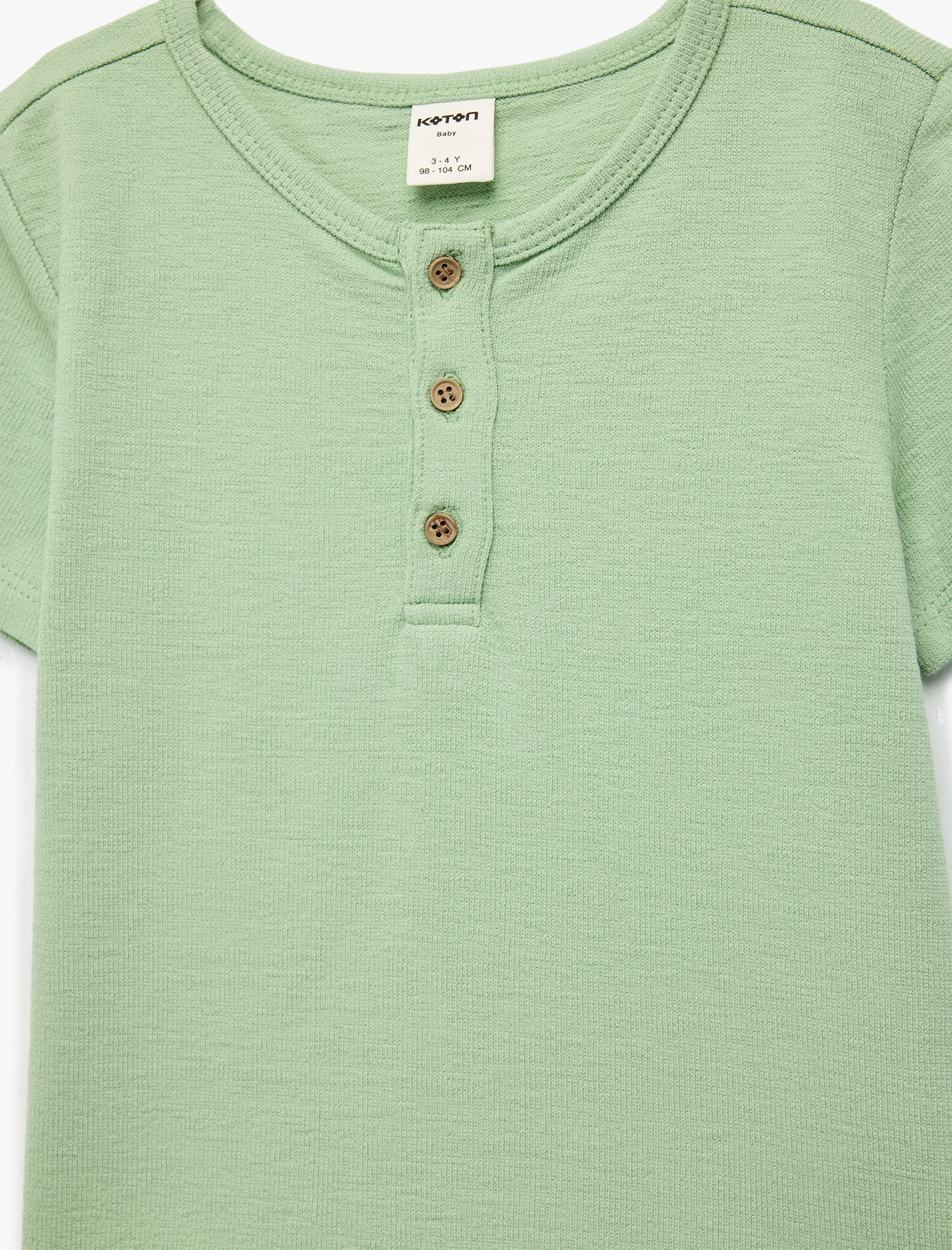  Erkek Bebek Düğmeli Kısa Kollu Bisiklet Yaka Pamuklu Tişört