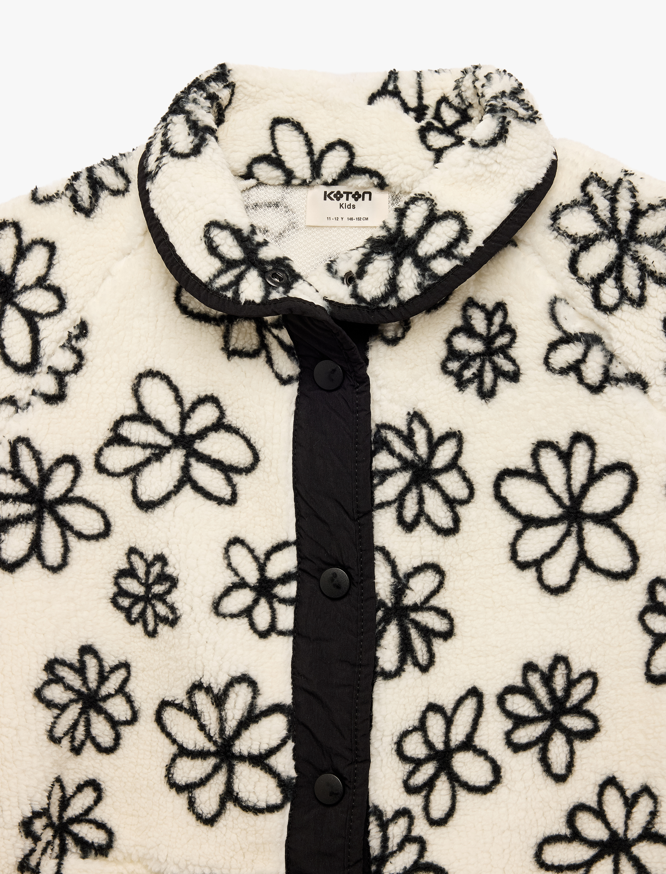  Kız Çocuk Uzun Kollu Dik Yaka Şardonlu Çiçekli Mevsimlik Ceket