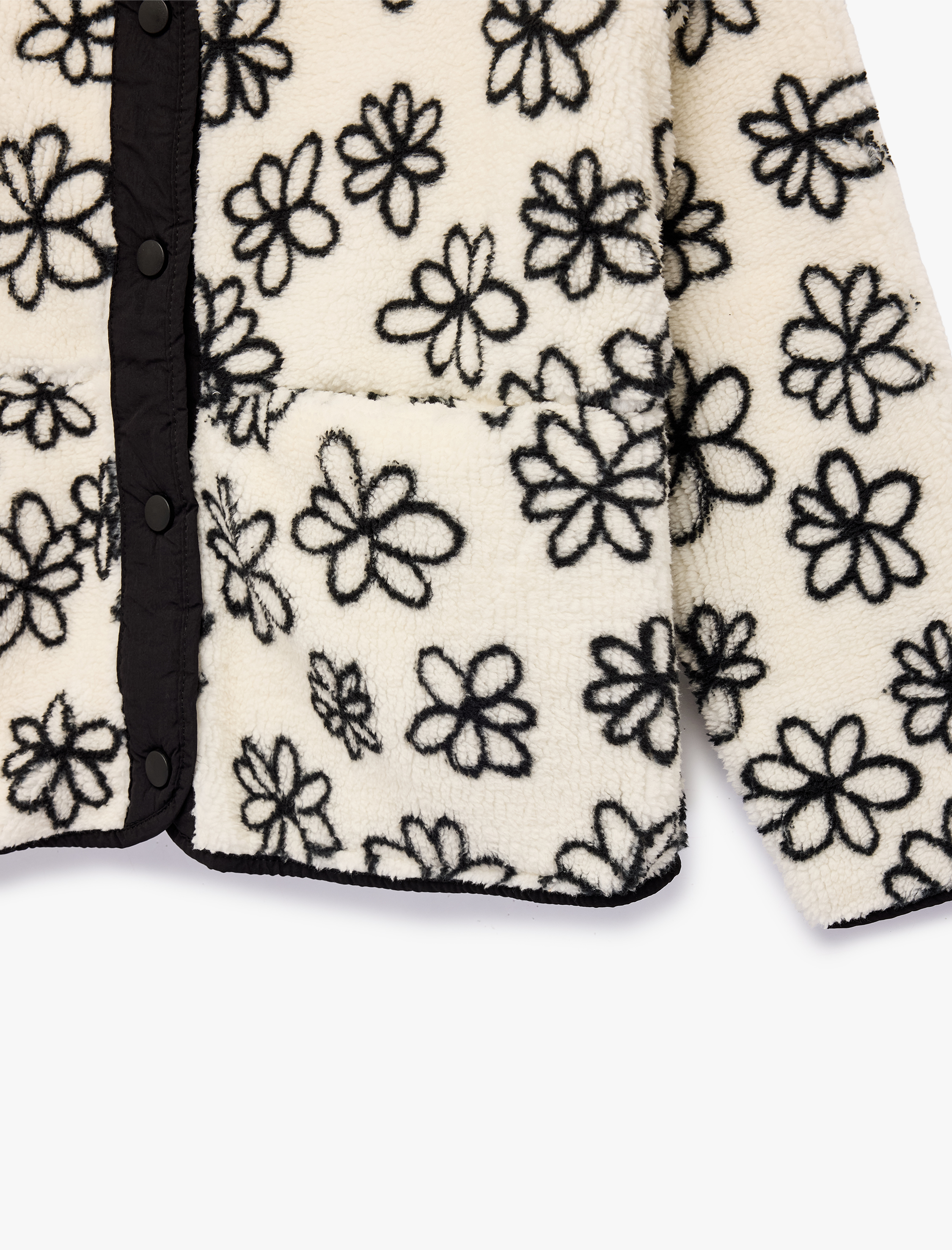  Kız Çocuk Uzun Kollu Dik Yaka Şardonlu Çiçekli Mevsimlik Ceket