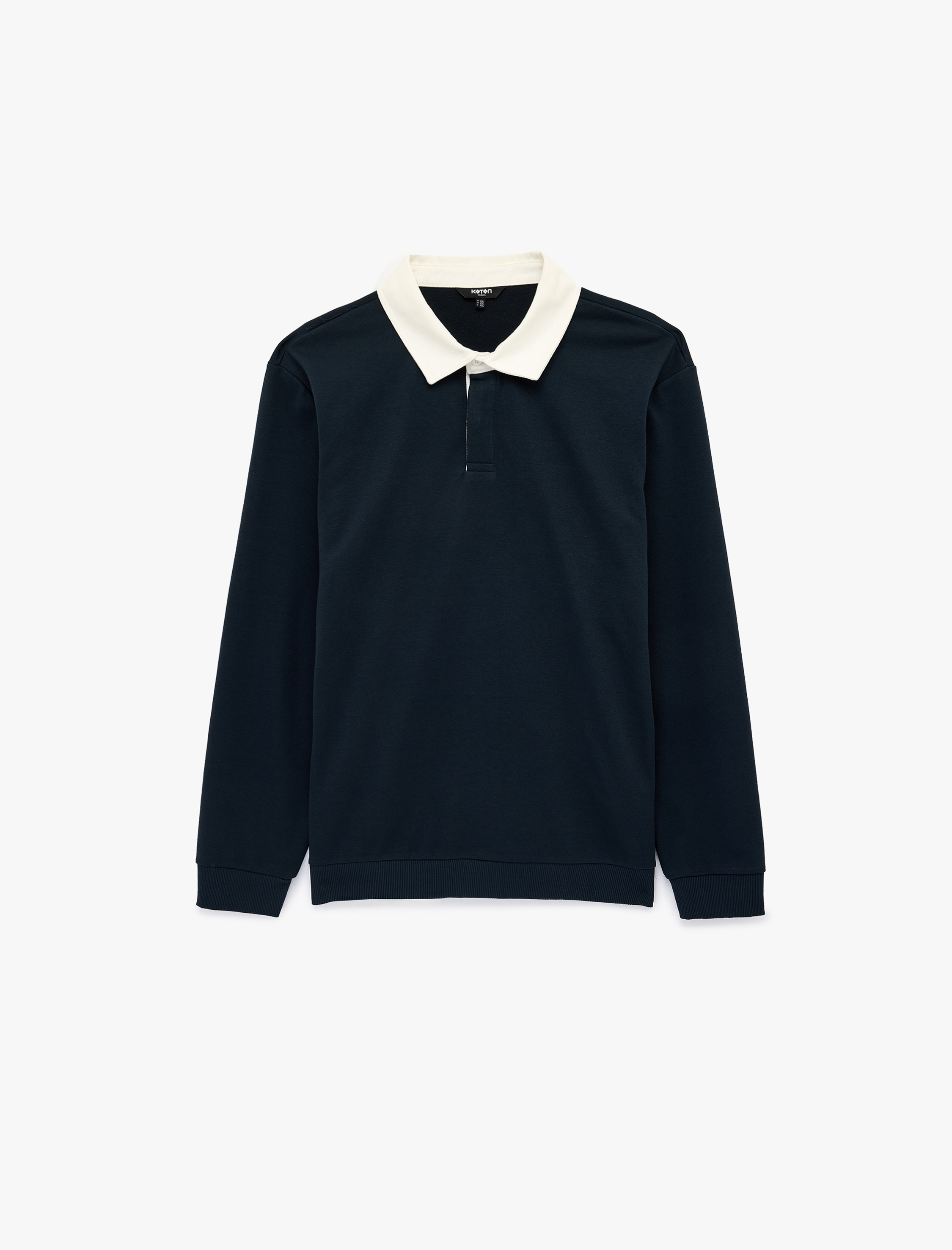   Regular Fit Şardonlu Renk Kontrastlı Düğmeli Polo Yaka Sweatshirt