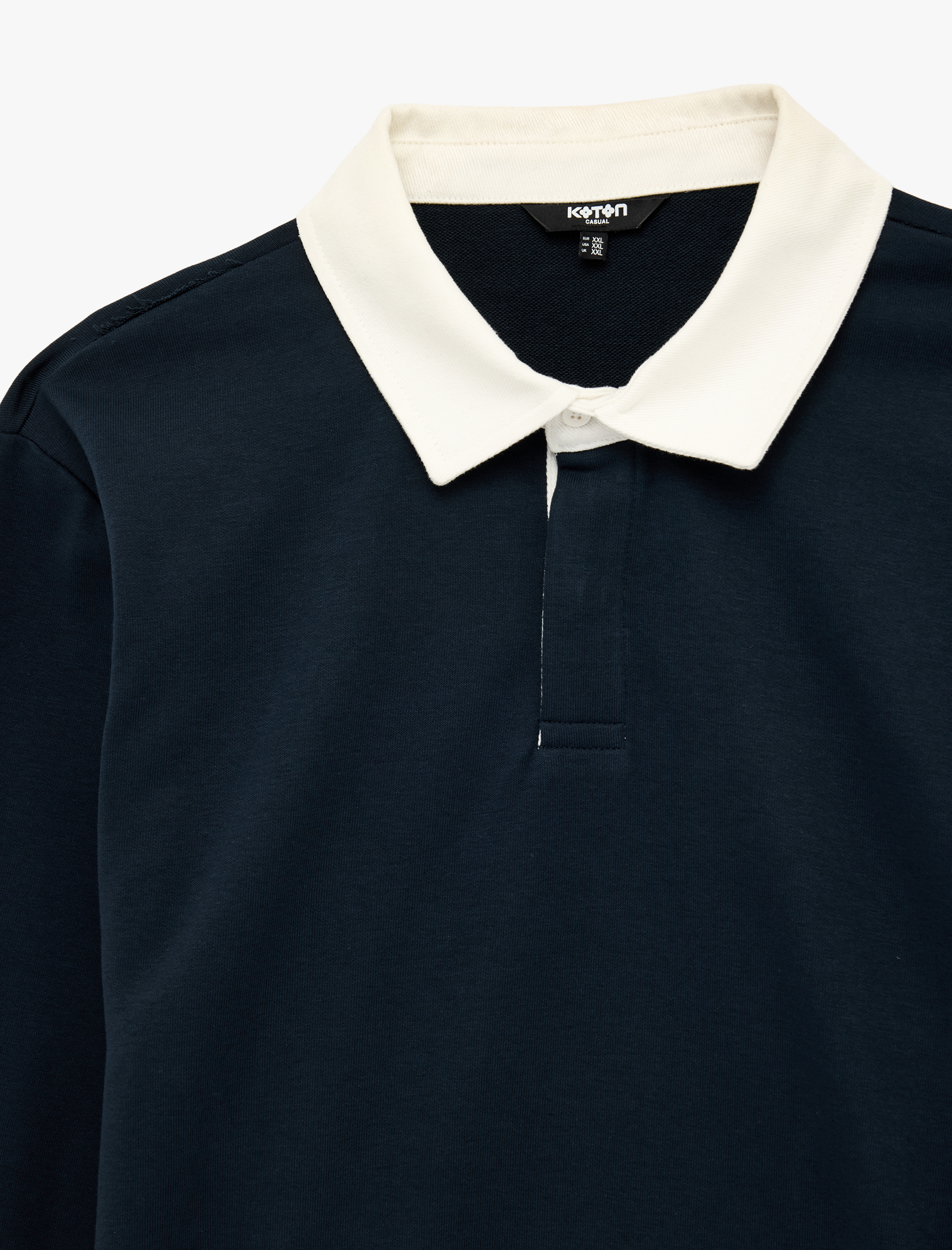   Regular Fit Şardonlu Renk Kontrastlı Düğmeli Polo Yaka Sweatshirt