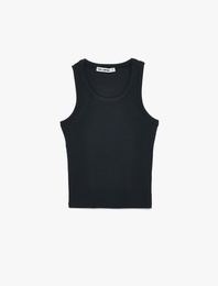 Slim Fit Kolsuz Bisiklet Yaka Kaşkorse Bluz