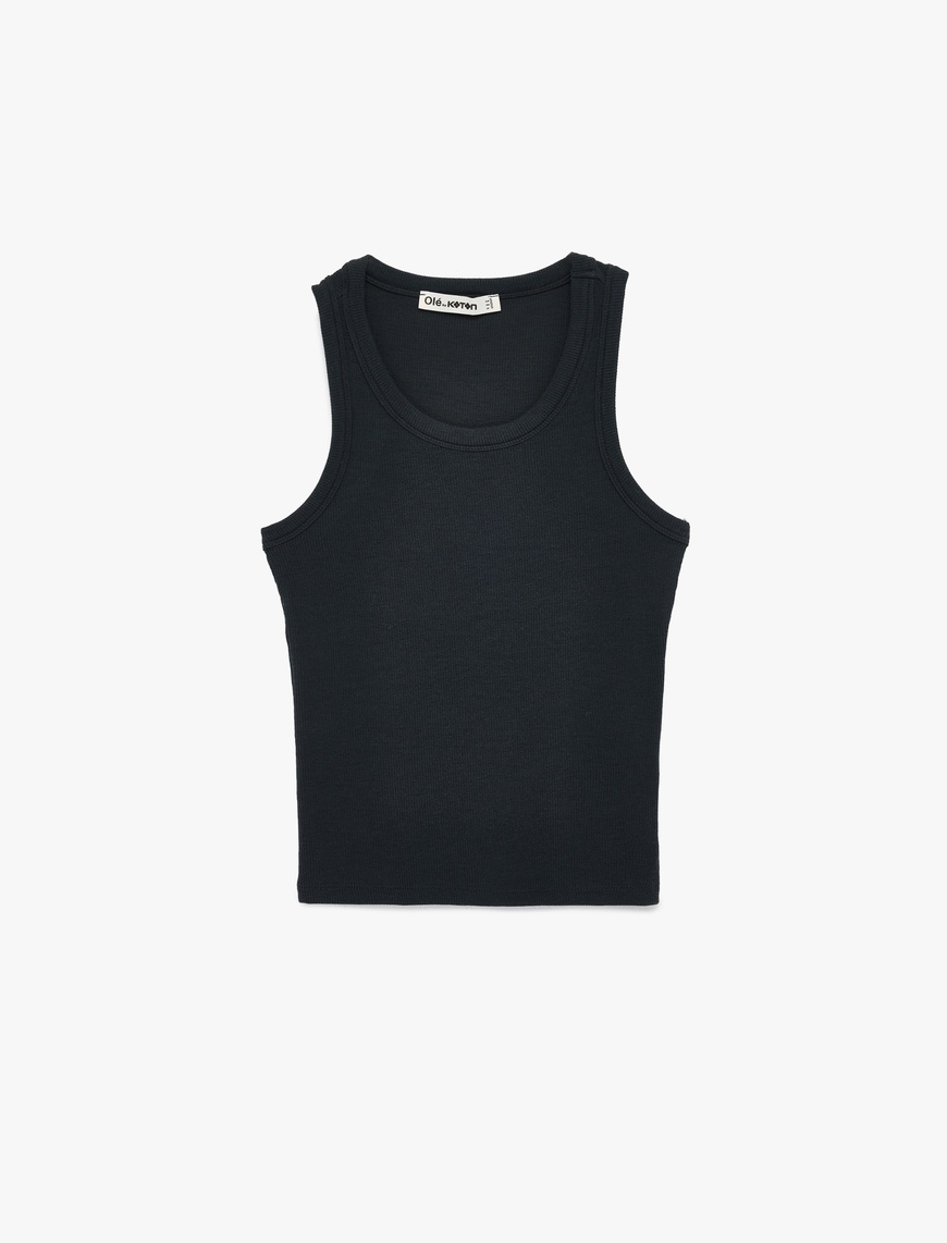 Koton Kadın Slim Fit Kolsuz Bisiklet Yaka Kaşkorse Bluz