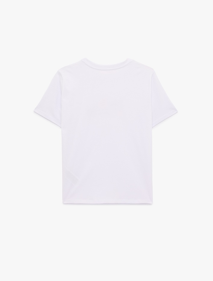  Pamuklu Kısa Kollu Bisiklet Yaka Karpuz ve Çilek Baskılı Tişört