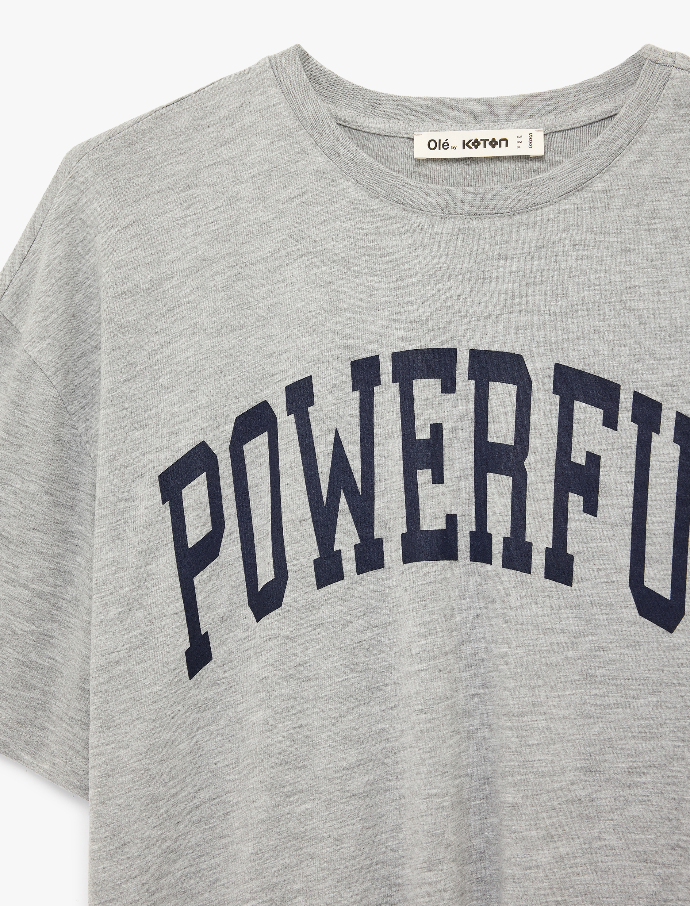   Kısa Kollu Bisiklet Yaka Baskılı Oversize Spor Tişört