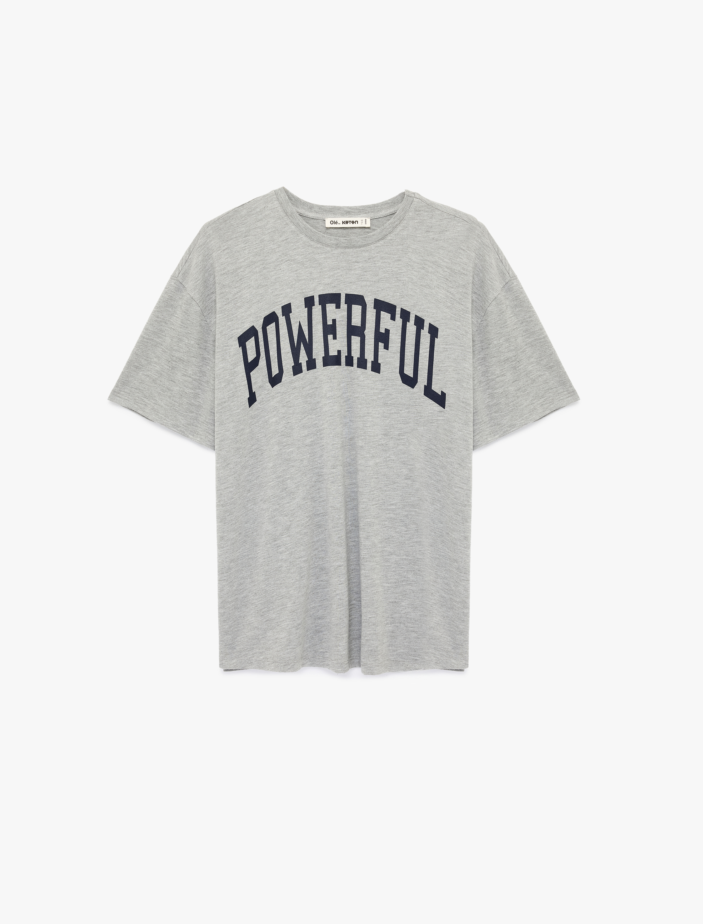   Kısa Kollu Bisiklet Yaka Baskılı Oversize Spor Tişört