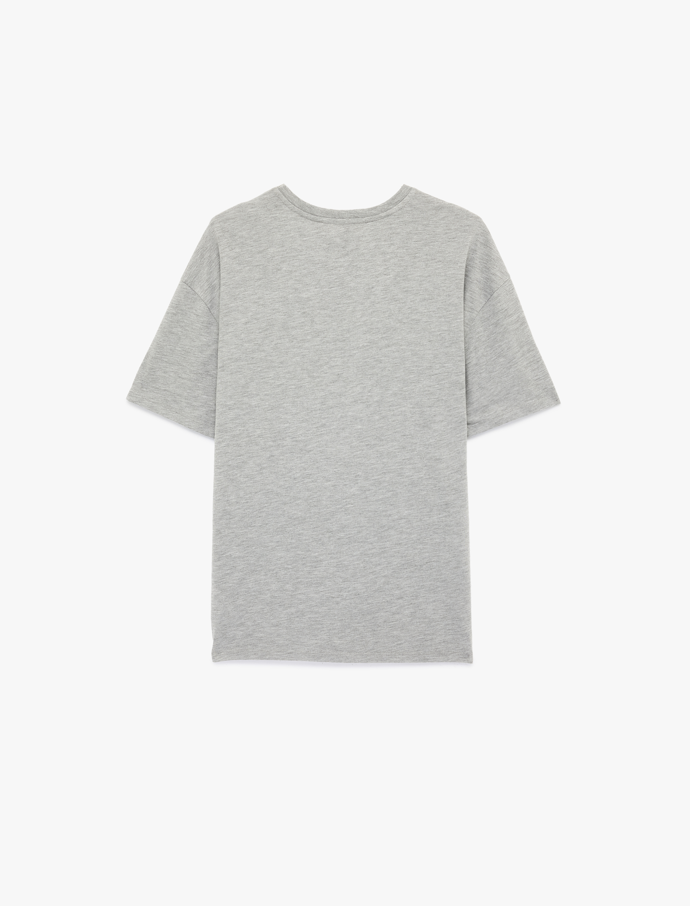   Kısa Kollu Bisiklet Yaka Baskılı Oversize Spor Tişört