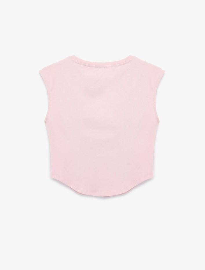  Dikiş Detaylı Slim Fit Bisiklet Yaka Kolsuz Crop Tişört