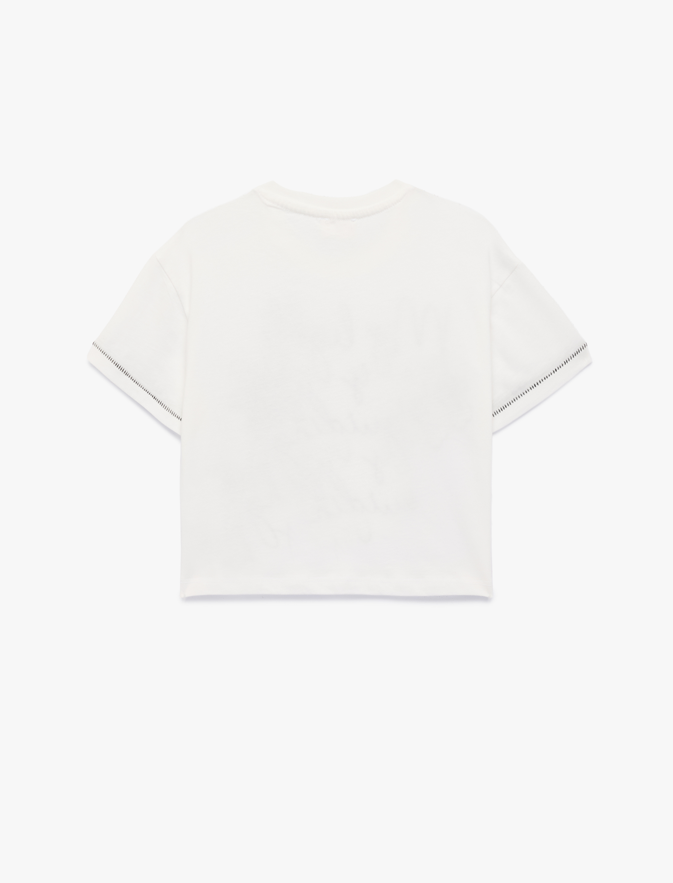  Kız Çocuk Pamuklu Kısa Kollu Bisiklet Yaka Nakışlı Tişört