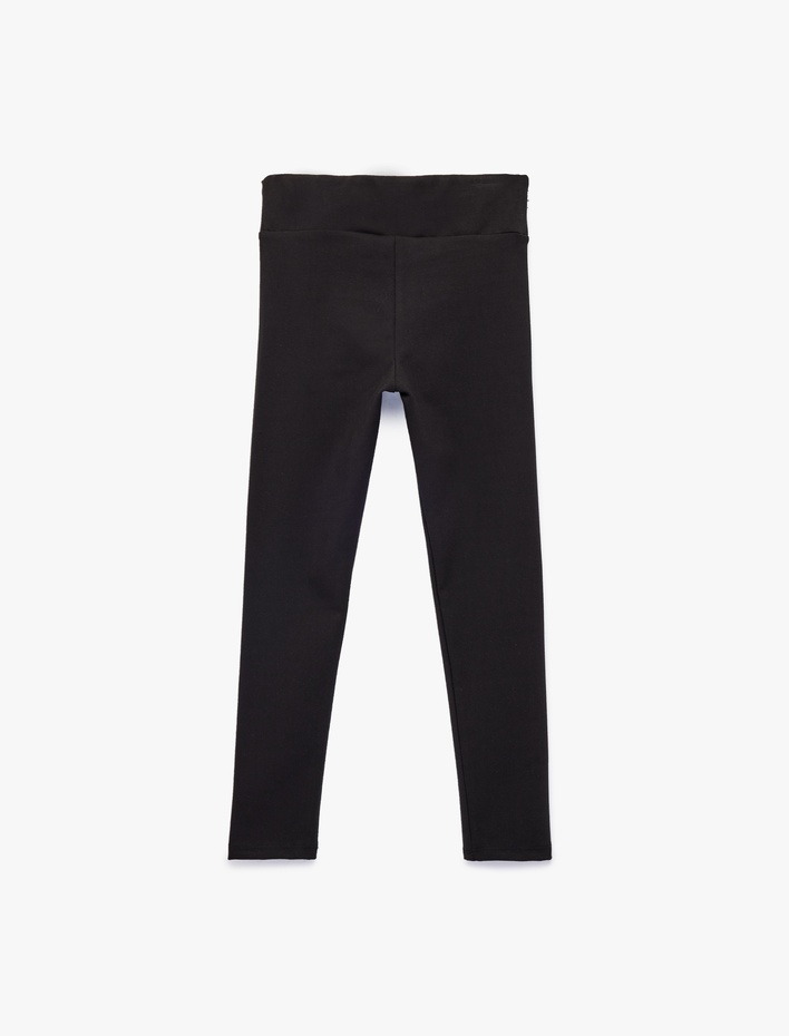 Kız Çocuk Beli Lastikli Şardonlu Tayt