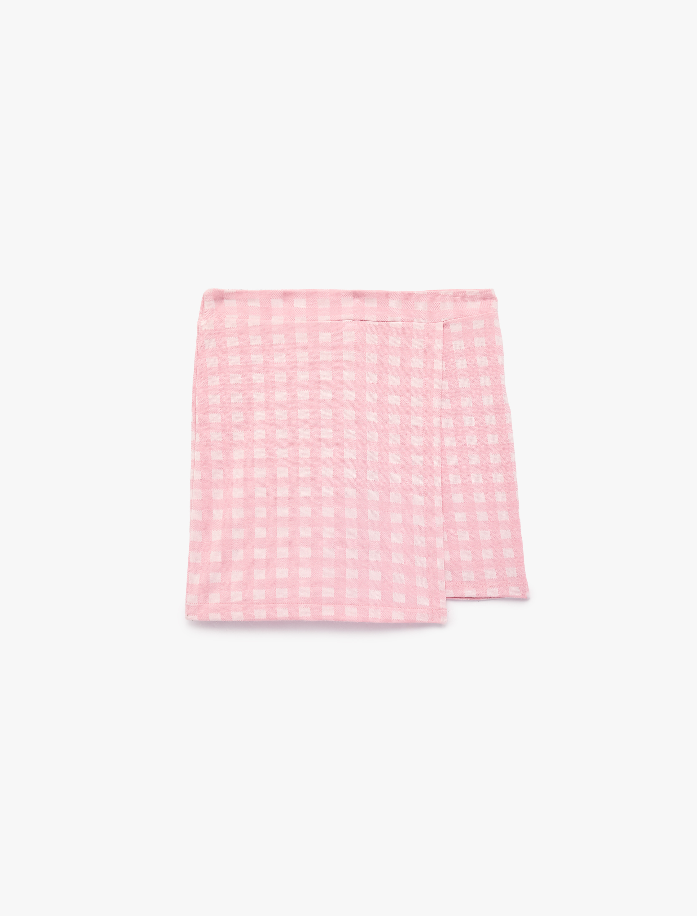  Kız Çocuk Slim Fit Yüksek Bel Kruvaze Pötikareli Mini Şort Etek