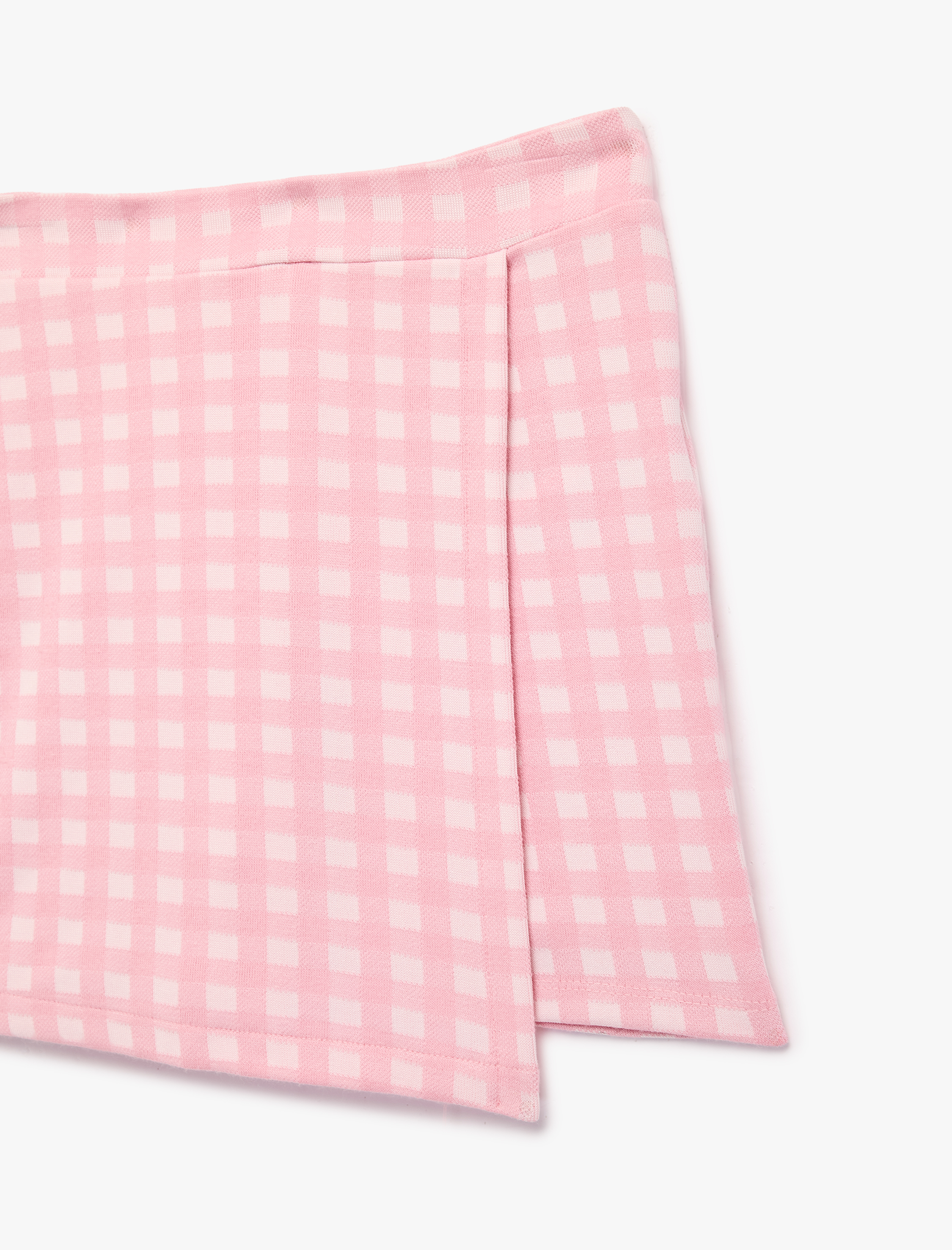  Kız Çocuk Slim Fit Yüksek Bel Kruvaze Pötikareli Mini Şort Etek