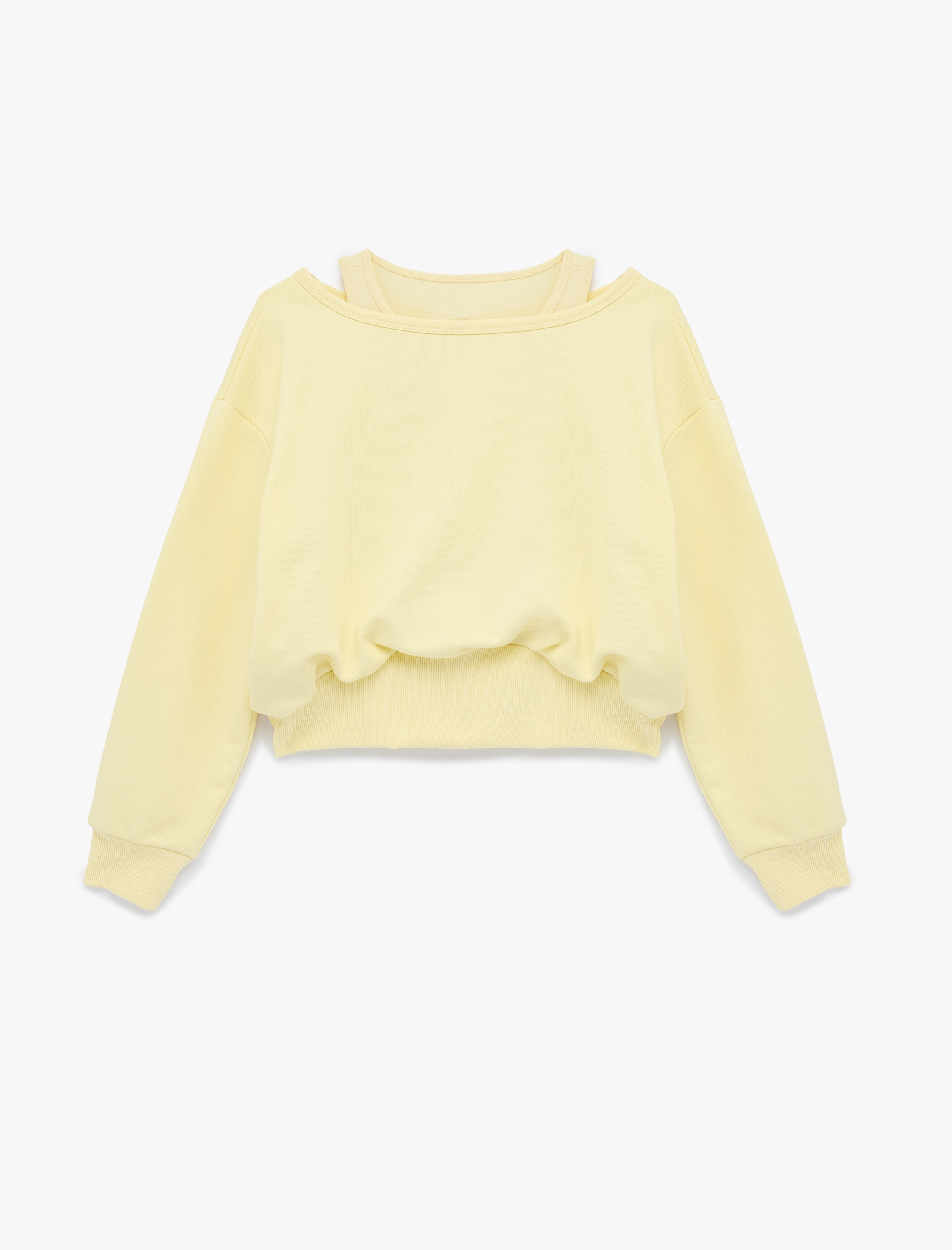   Atlet Detaylı Uzun Kollu Oversize Kayık Yaka Sweatshirt