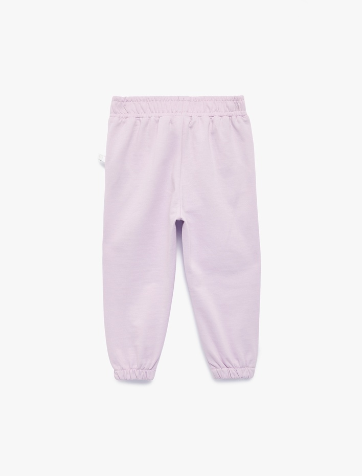 Kız Bebek Pamuklu Şardonlu Beli Bağcıklı Jogger Eşofman Altı