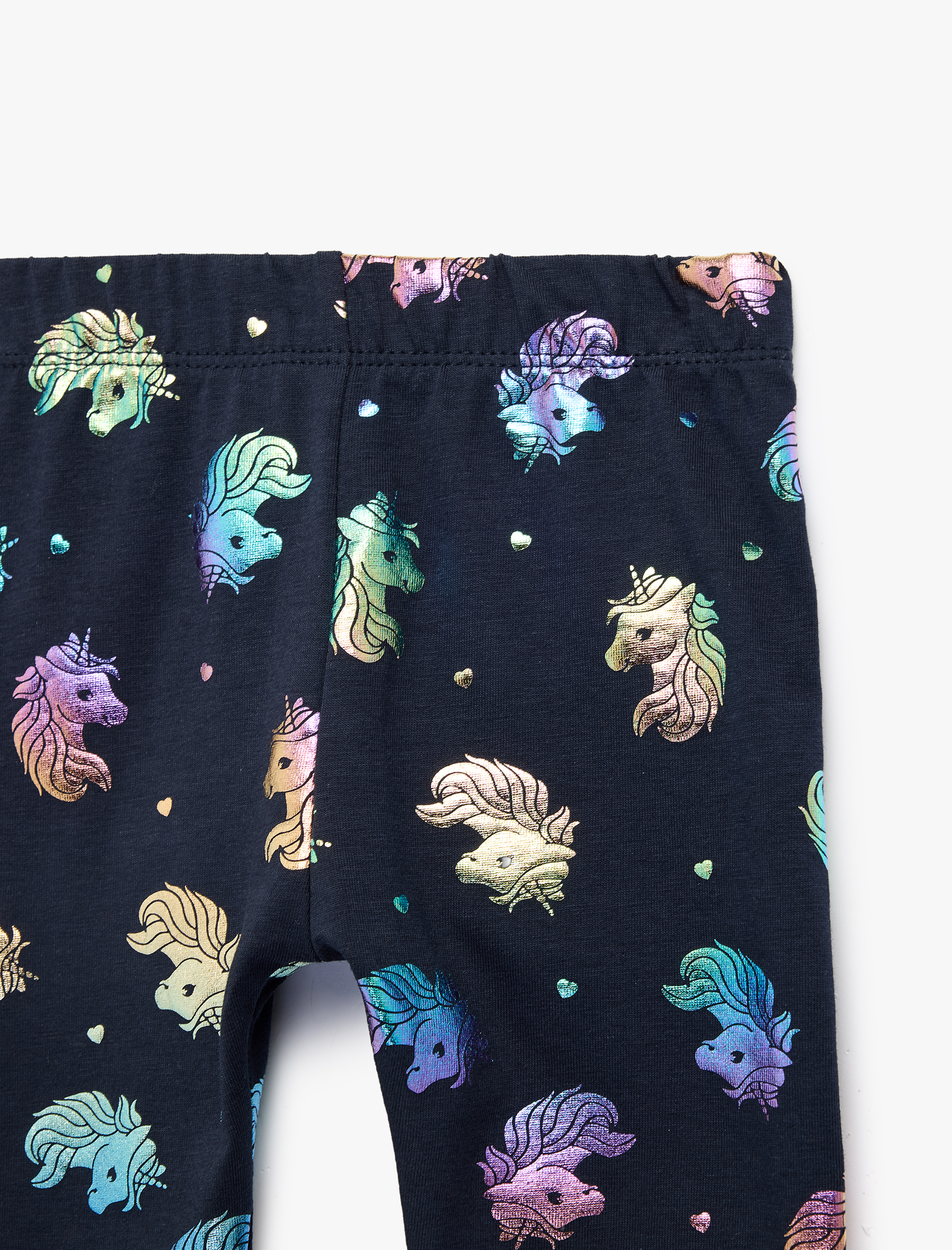  Kız Bebek Beli Lastikli Unicorn Baskılı Pamuklu Tayt