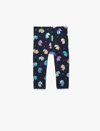 Beli Lastikli Unicorn Baskılı Pamuklu Tayt