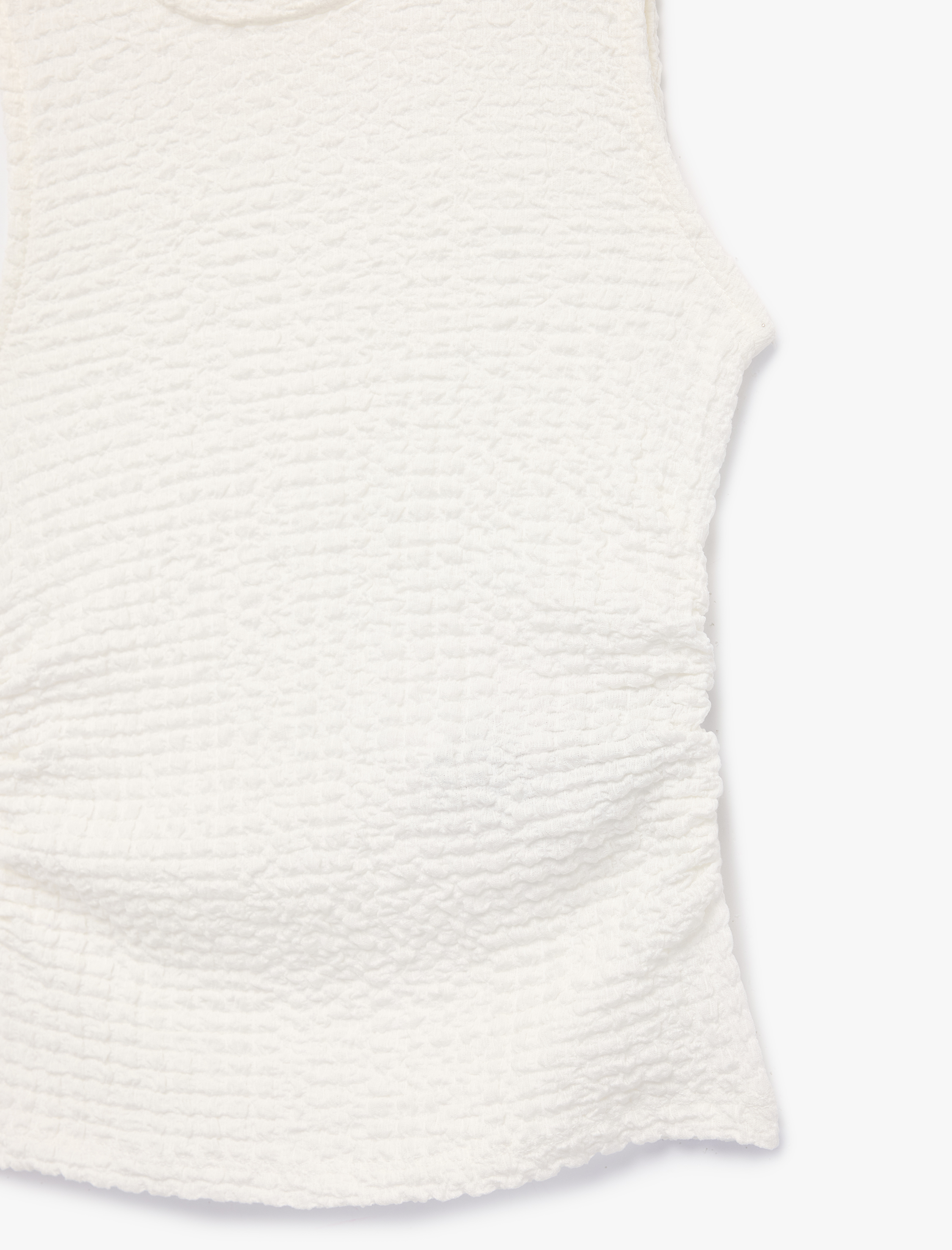  Kız Çocuk Dokulu Viskon Karışımlı Büzgülü Kolsuz Bisiklet Yaka Bluz