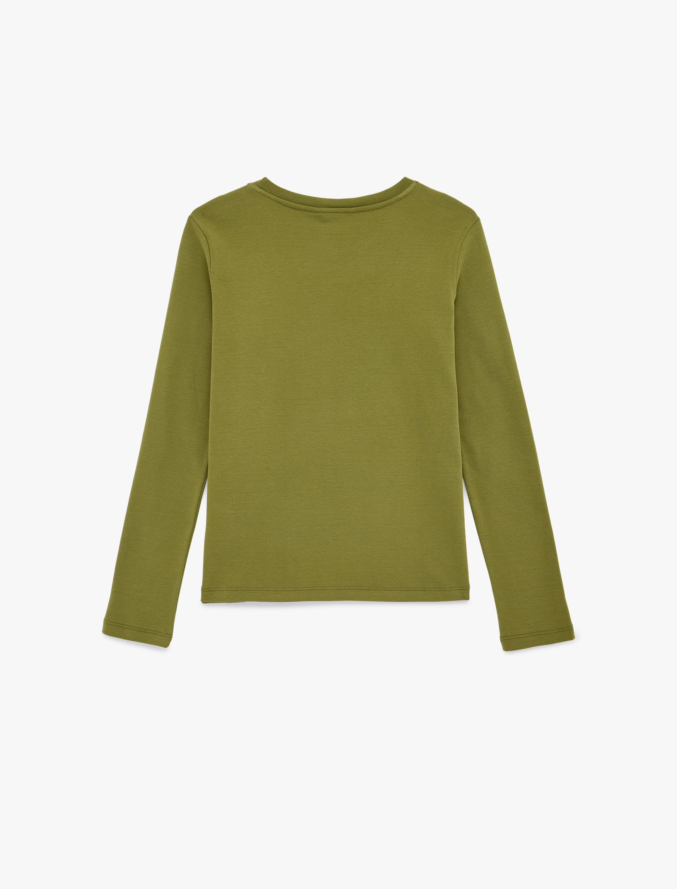   Pamuklu Bisiklet Yaka Uzun Kollu Tişört