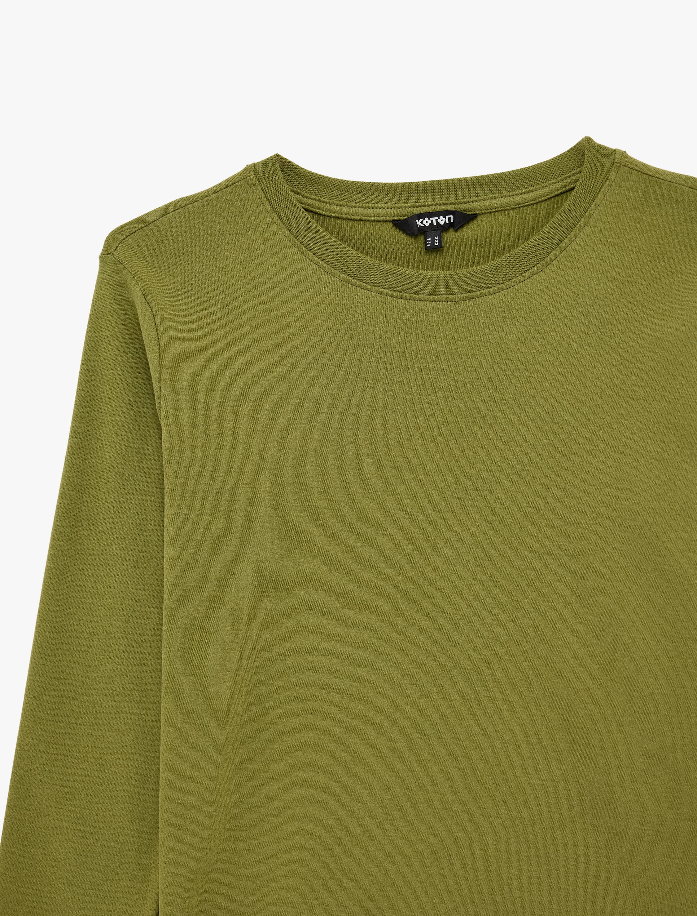   Pamuklu Bisiklet Yaka Uzun Kollu Tişört