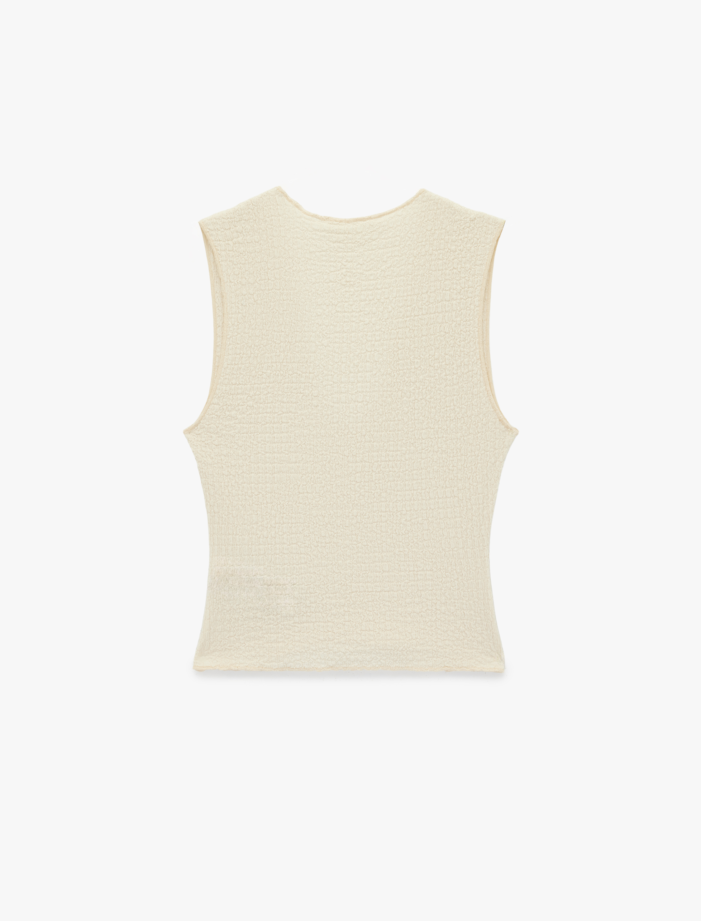   Bürümcük Kumaş Slim Fit Kolsuz V Yaka Bluz