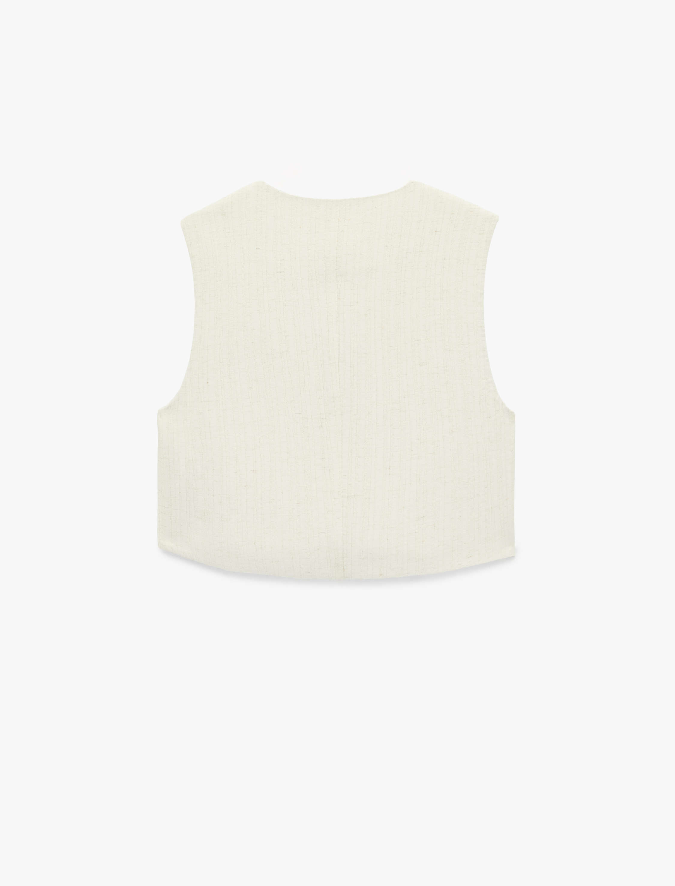   Keten Karışımlı V Yaka Kruvaze Düğmeli Yelek