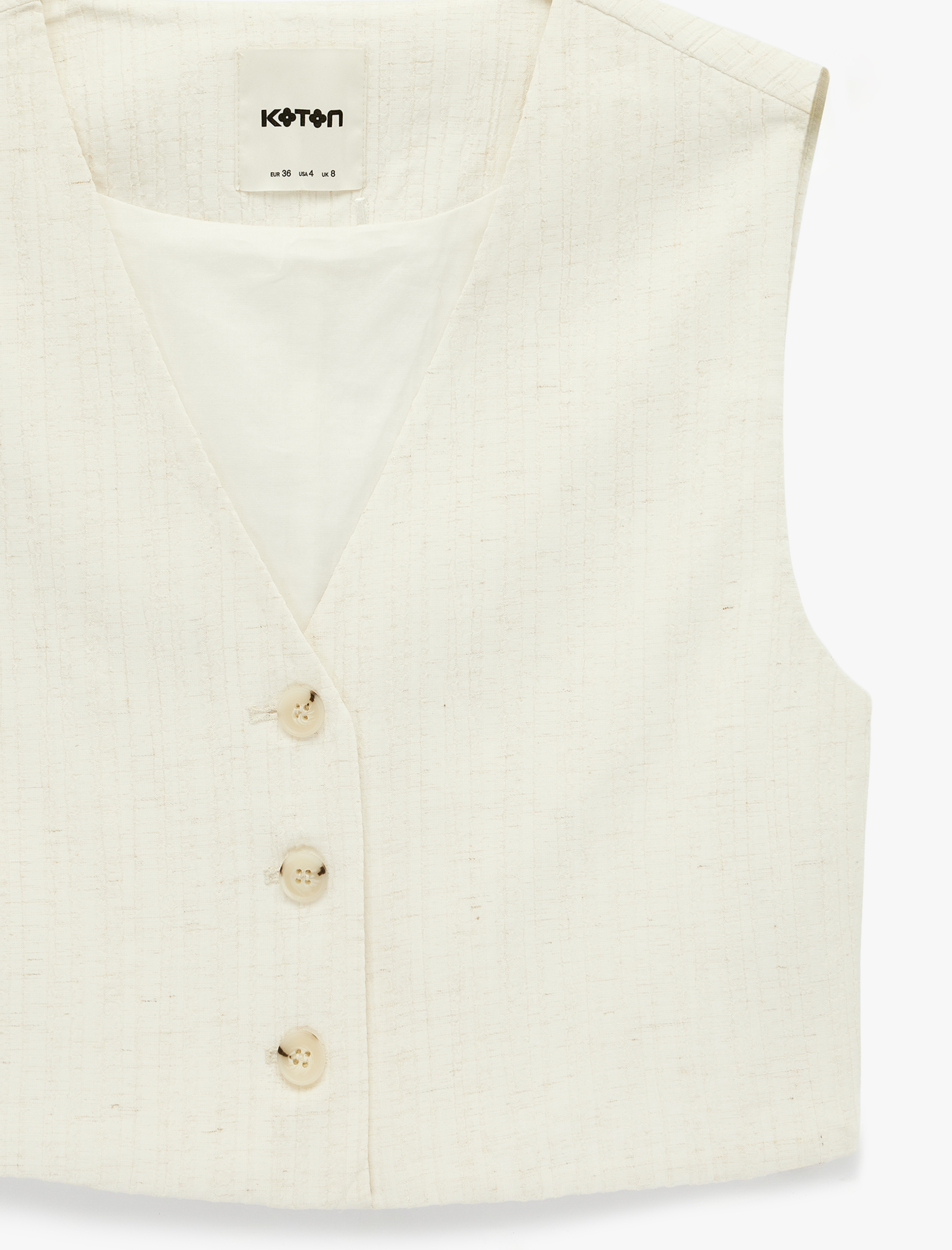   Keten Karışımlı V Yaka Kruvaze Düğmeli Yelek