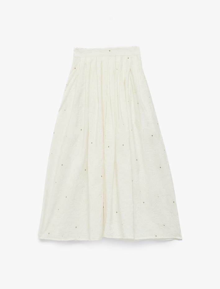 Kız Çocuk Beli Lastikli Yırtmaç Detaylı Çiçek Desenli Pileli Viskon Etek