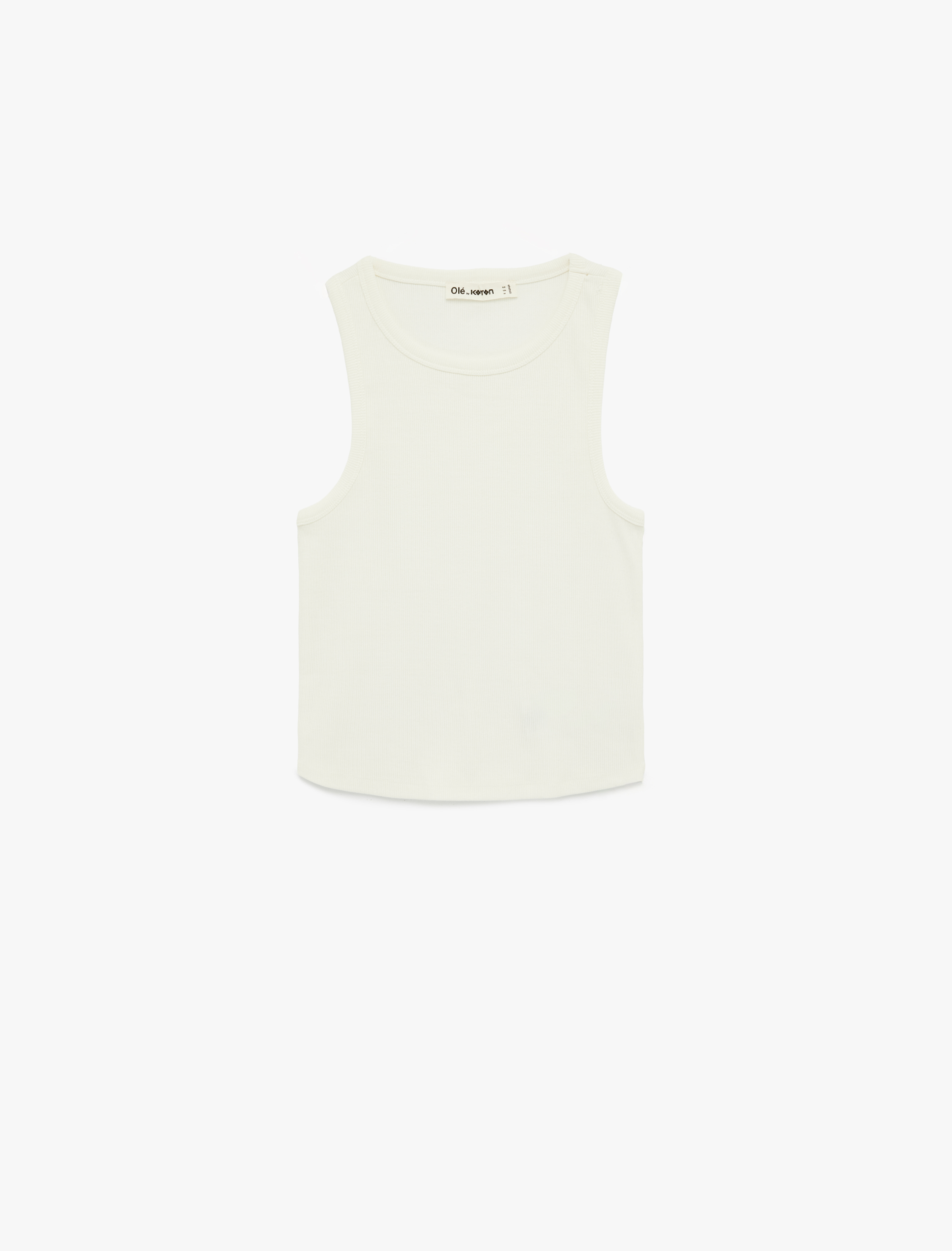   Slim Fit Bisiklet Yaka Fitilli Kolsuz Atlet