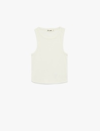 Slim Fit Bisiklet Yaka Fitilli Kolsuz Atlet