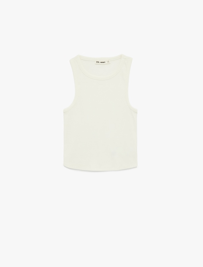  Slim Fit Bisiklet Yaka Fitilli Kolsuz Atlet