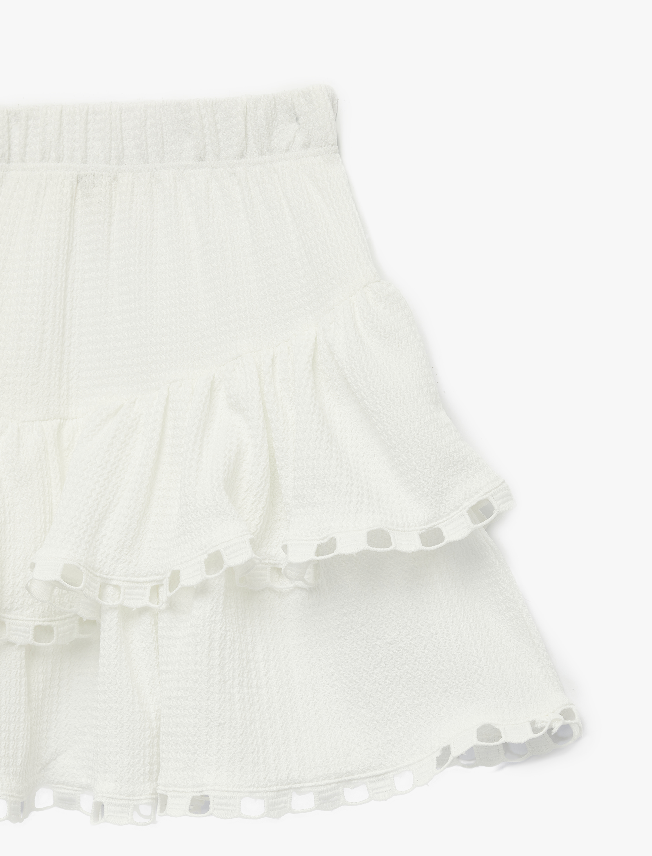  Kız Çocuk Dantel Detaylı Rahat Kesim Beli Lastikli Mini Etek