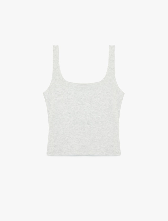  Slim Fit Kolsuz Kare Yaka Pamuklu Bluz