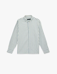 Regular Fit Düğmeli Yaka Uzun Kollu Gömlek