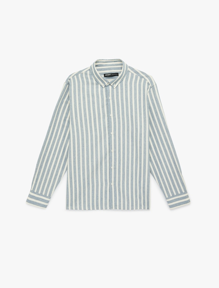  Regular Fit Düğmeli Yaka Uzun Kollu Gömlek