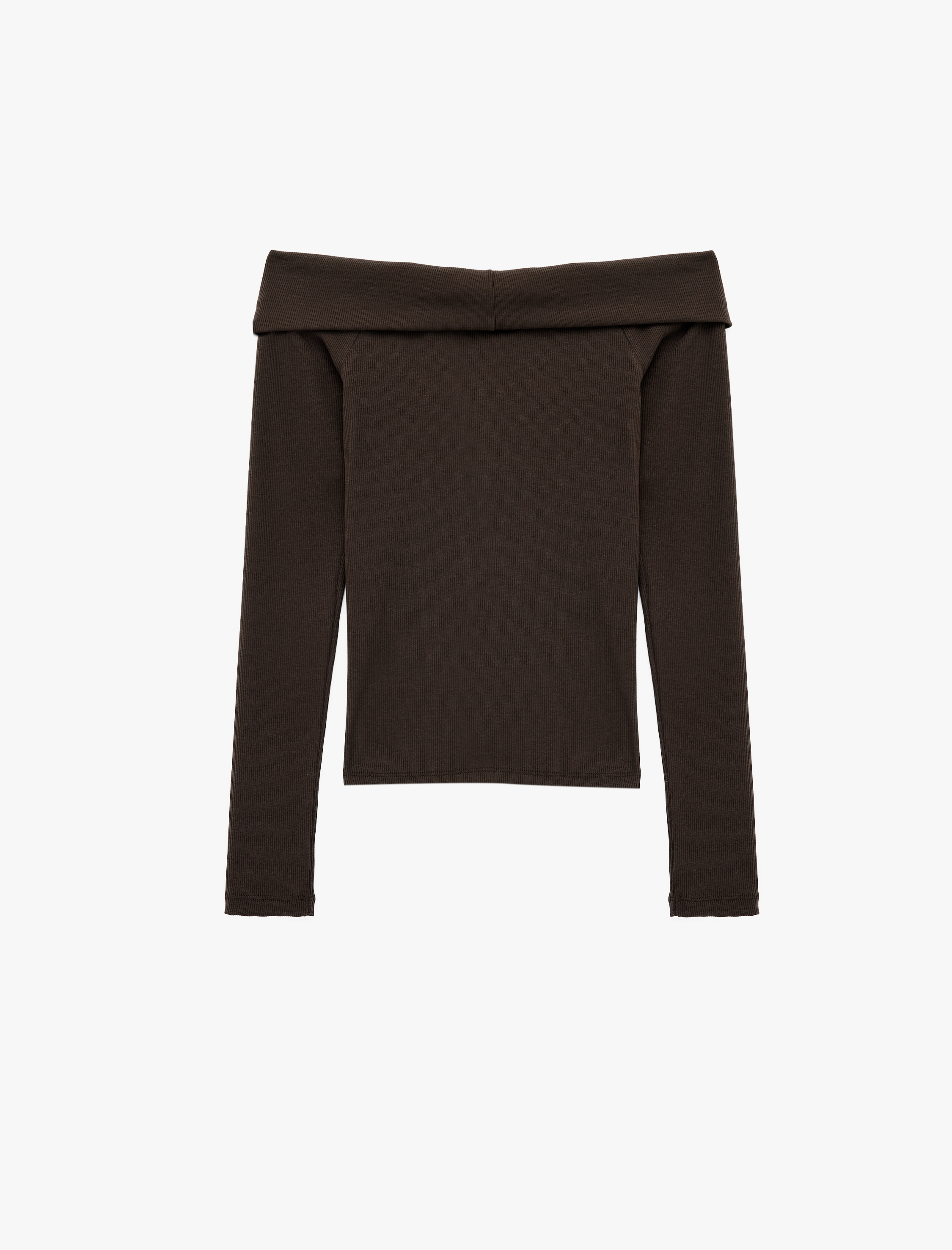   Kaşkorse Slim Fit Uzun Kollu Açık Omuz Tişört