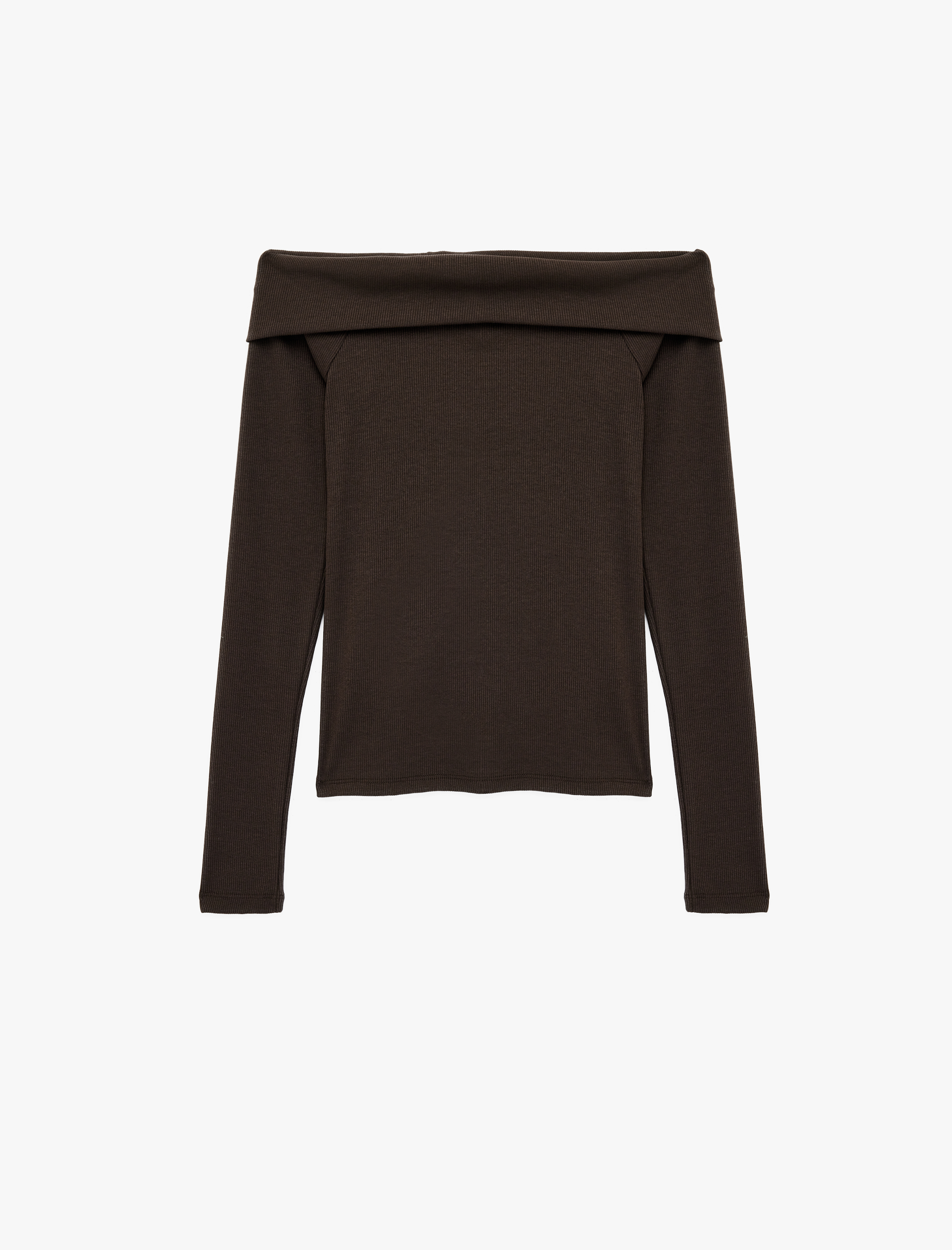   Kaşkorse Slim Fit Uzun Kollu Açık Omuz Tişört