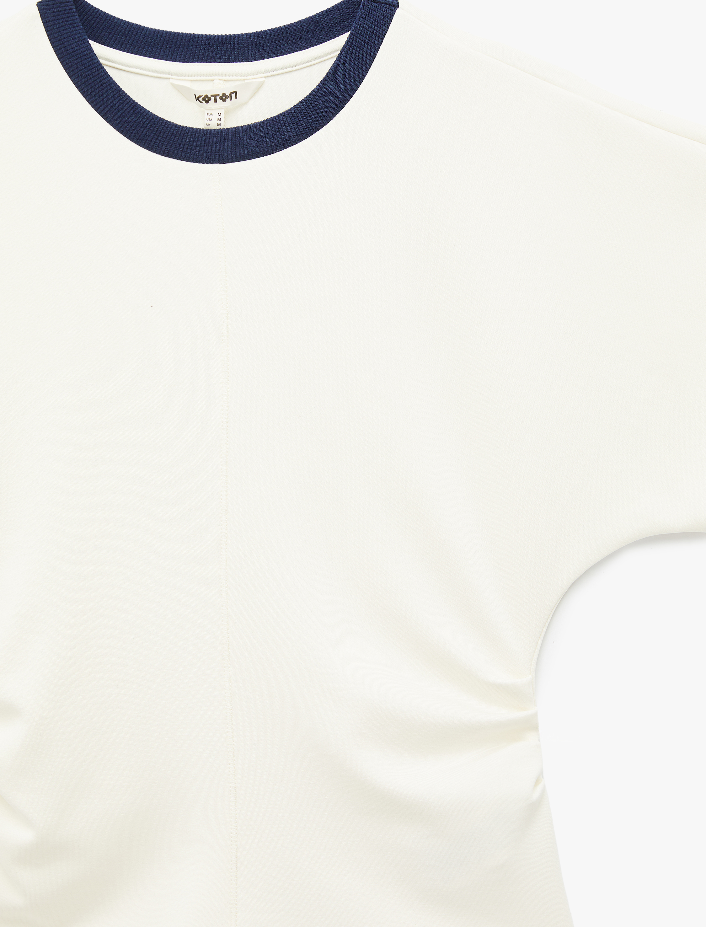   Modal Karışımlı Kontrast Detaylı Kısa Kollu Bisiklet Yaka Drapeli Tişört