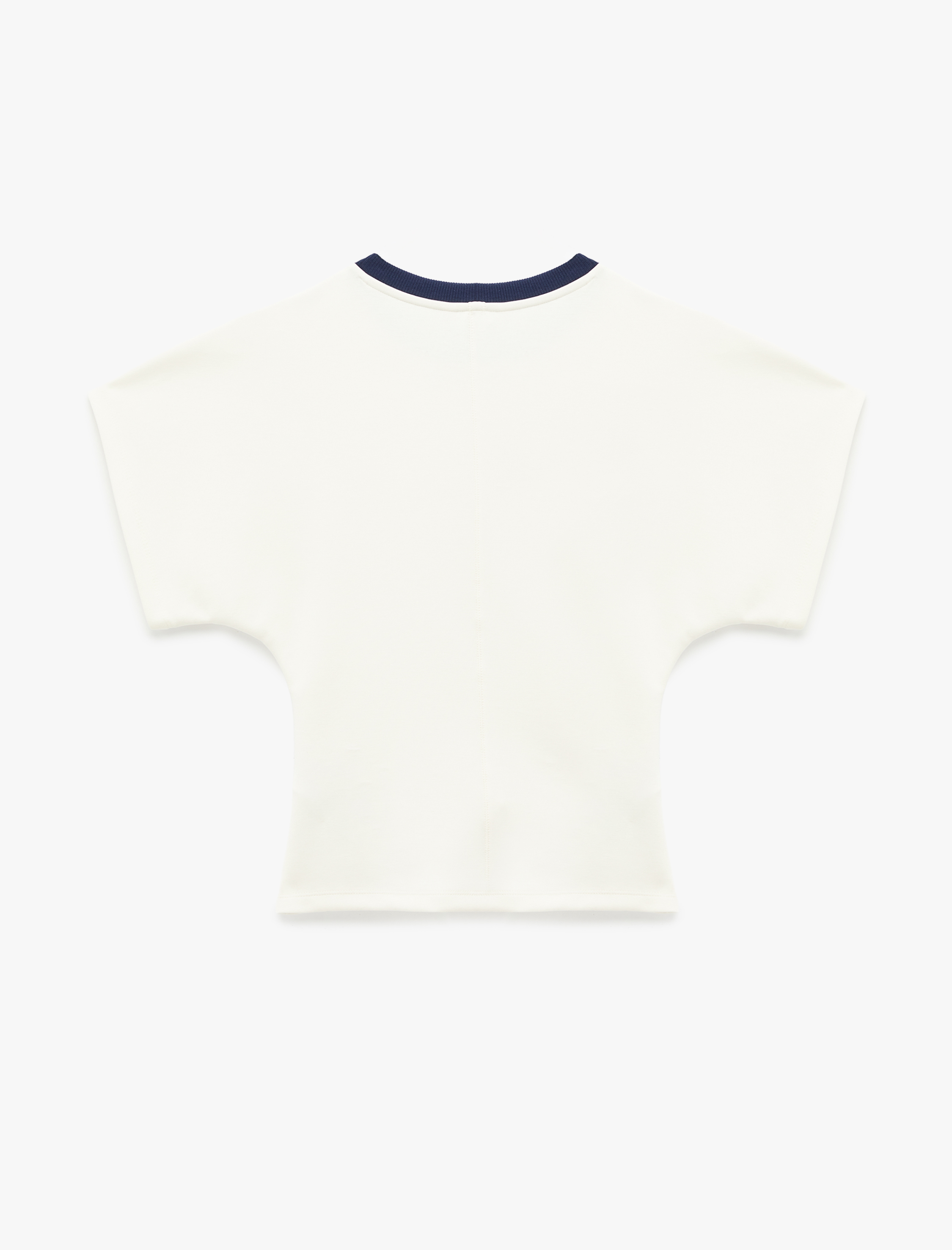   Modal Karışımlı Kontrast Detaylı Kısa Kollu Bisiklet Yaka Drapeli Tişört