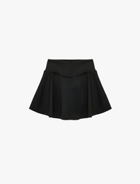 Yüksek Bel Rahat Kalıp Scuba Spor Mini Şort Etek