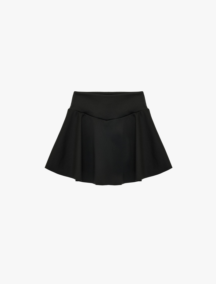  Yüksek Bel Rahat Kalıp Scuba Spor Mini Şort Etek