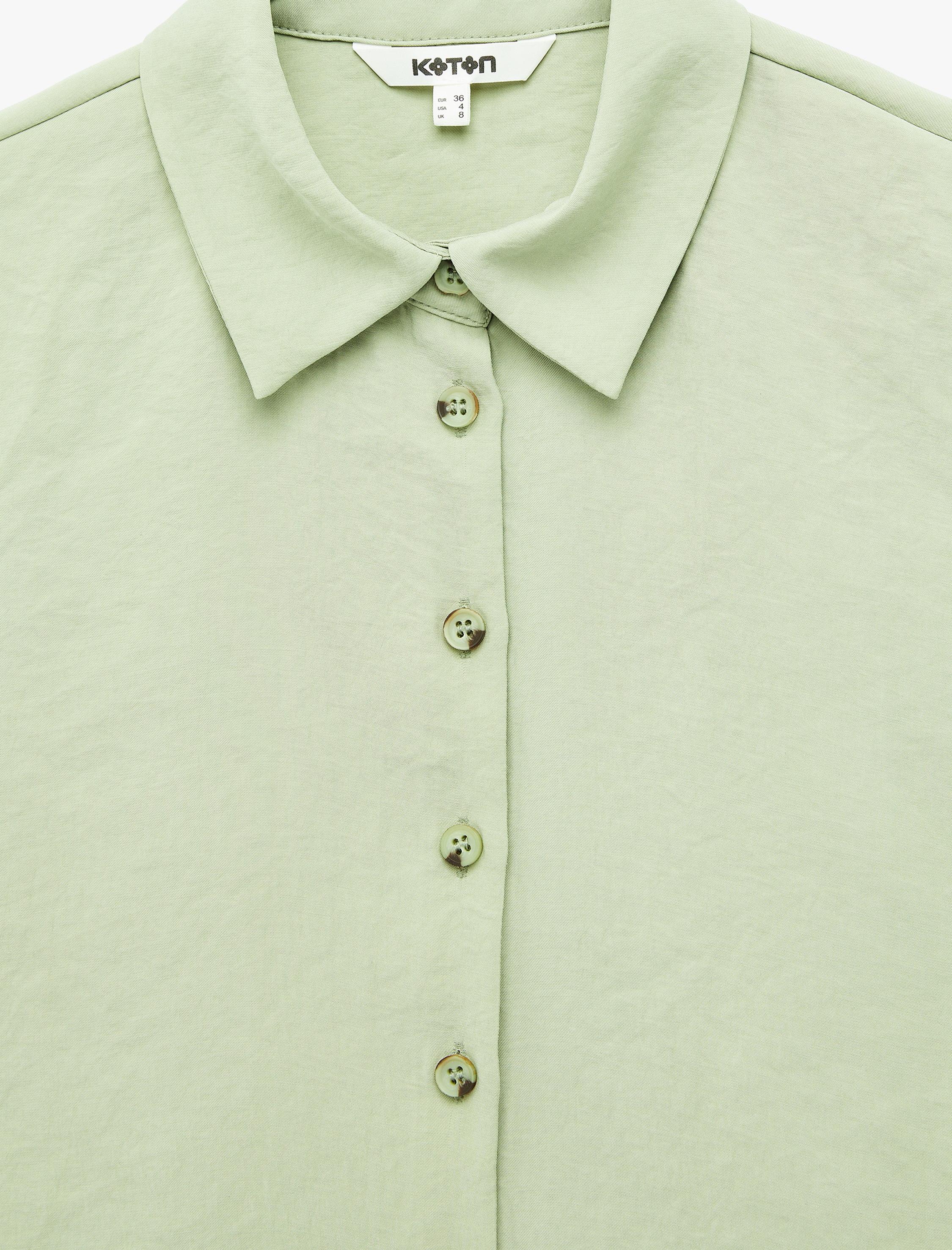   Bağlama Detaylı Kısa Kollu Düğmeli Crop Gömlek