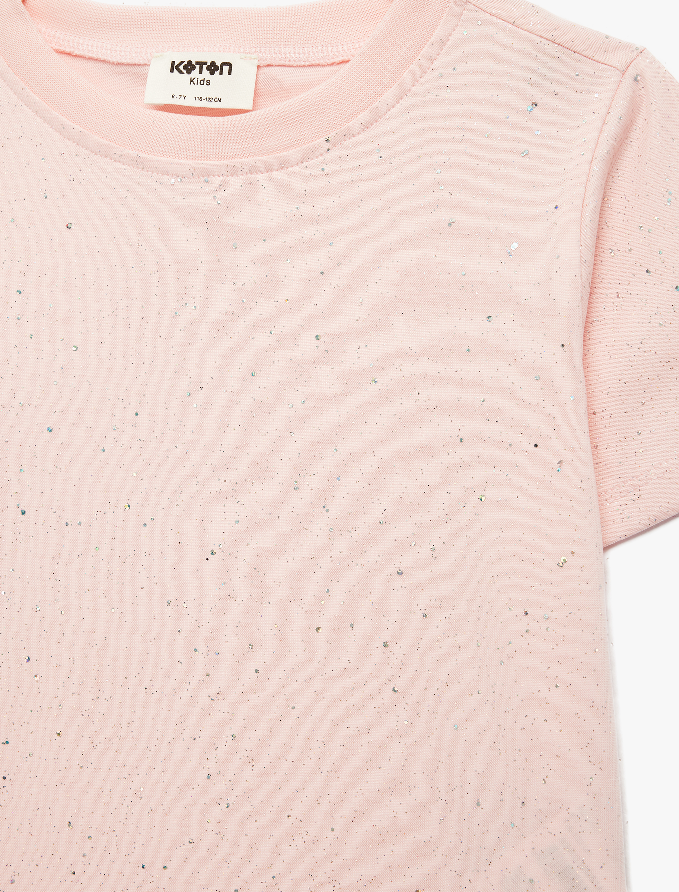  Kız Çocuk Sim Detaylı Bisiklet Yaka Kısa Kollu Pamuklu Tişört