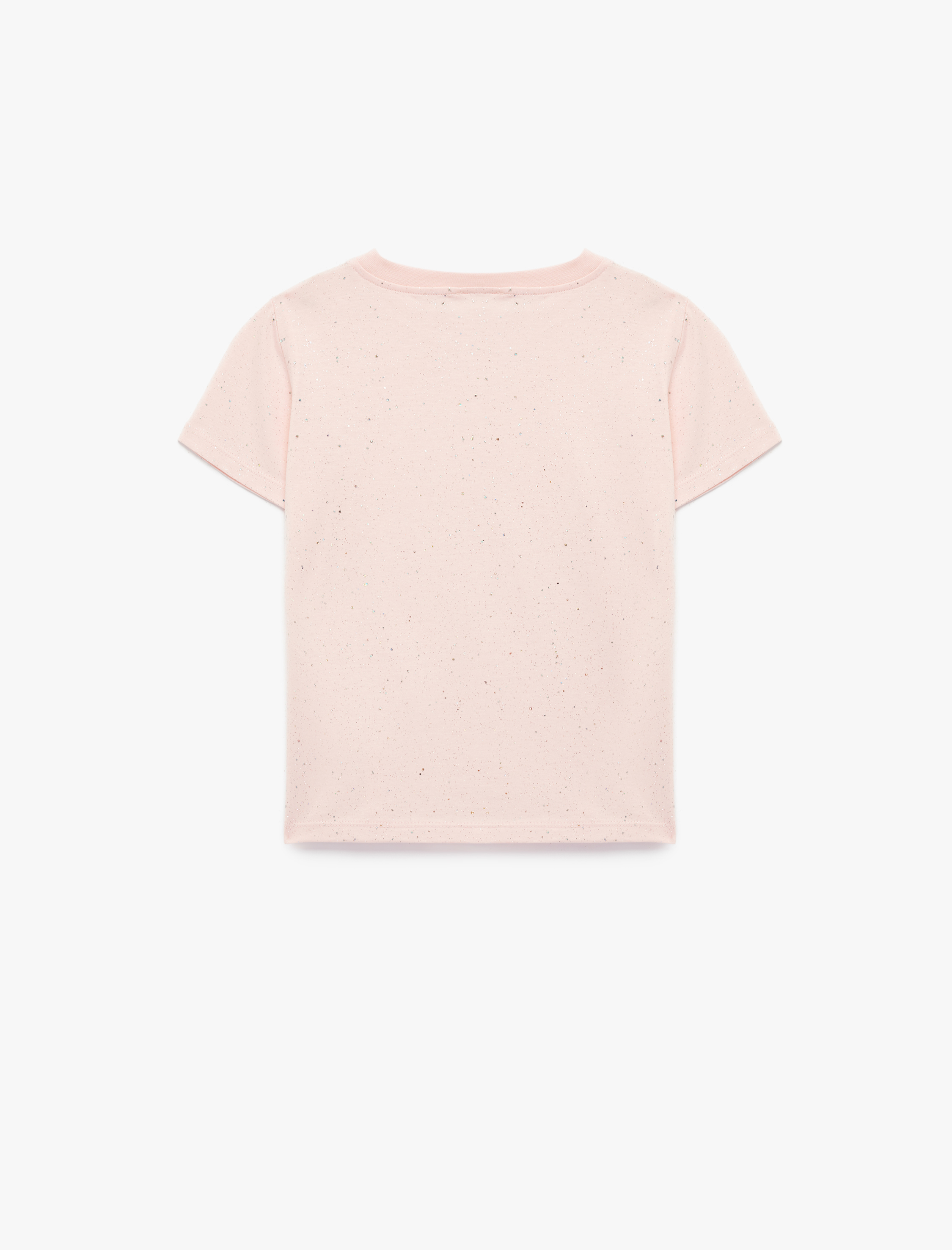  Kız Çocuk Sim Detaylı Bisiklet Yaka Kısa Kollu Pamuklu Tişört