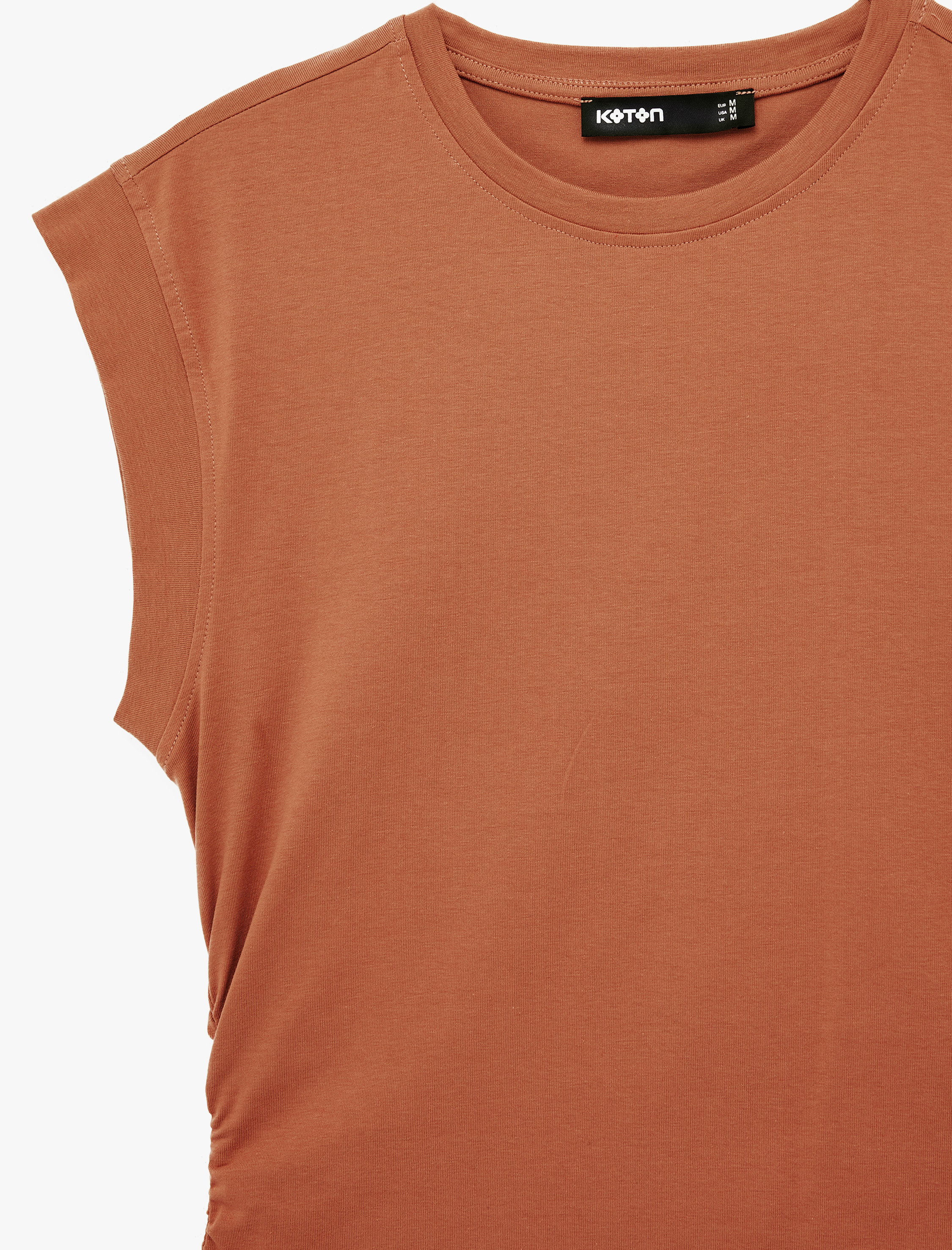   Kısa Kollu Bisiklet Yaka Pamuklu Slim Fit Büzgülü Tişört