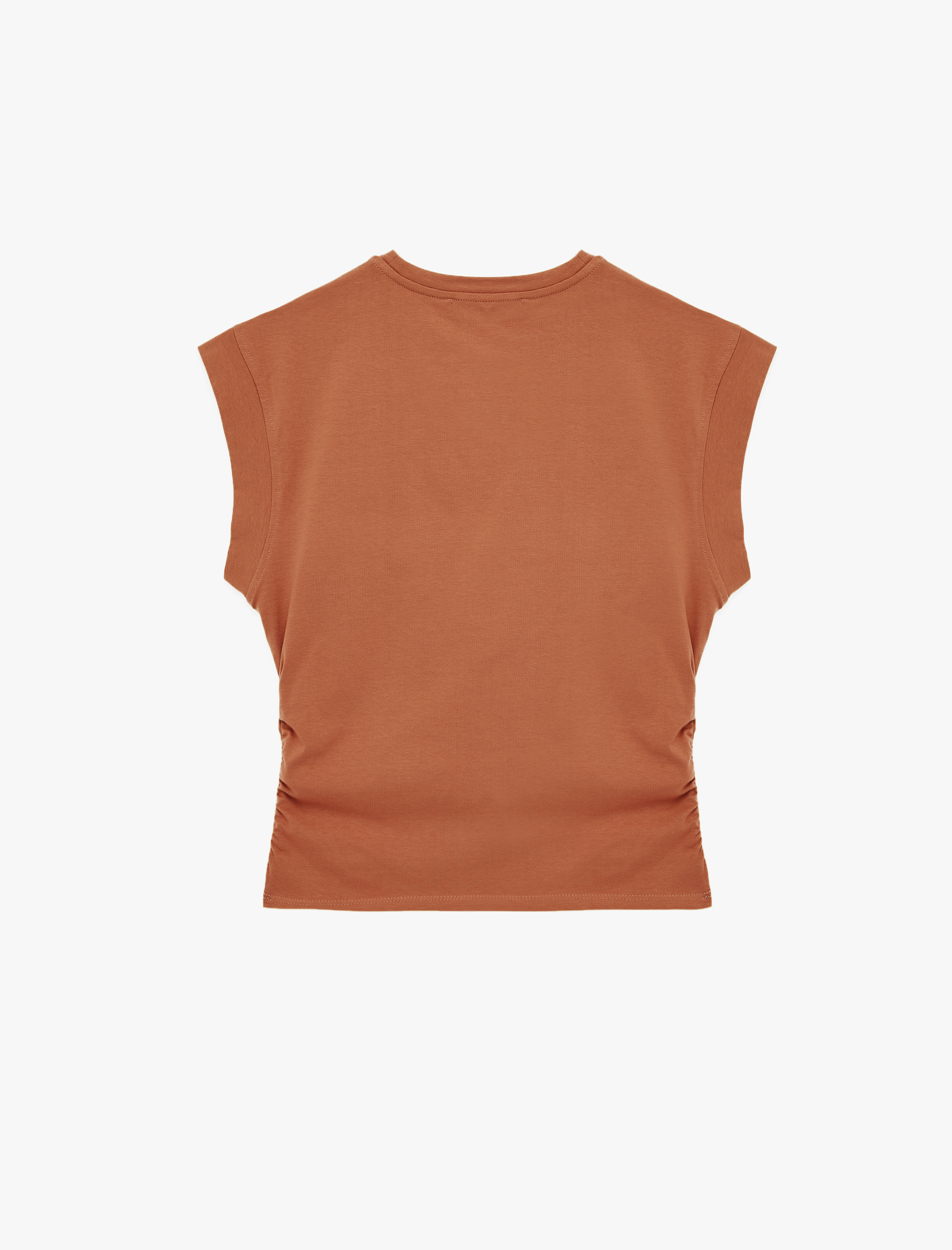   Kısa Kollu Bisiklet Yaka Pamuklu Slim Fit Büzgülü Tişört