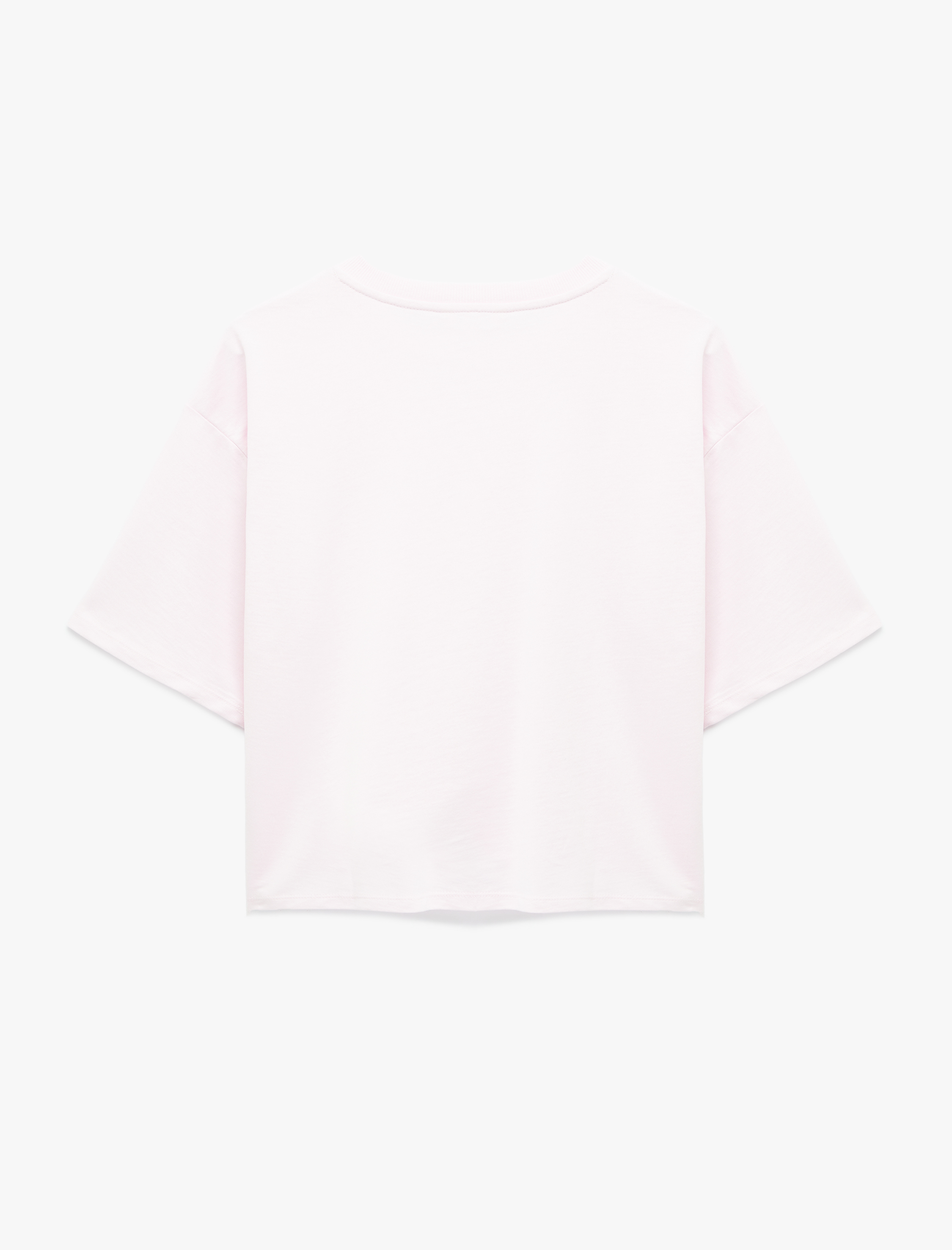   Pamuklu Kısa Kollu Bisiklet Yaka Taşlı Tişört